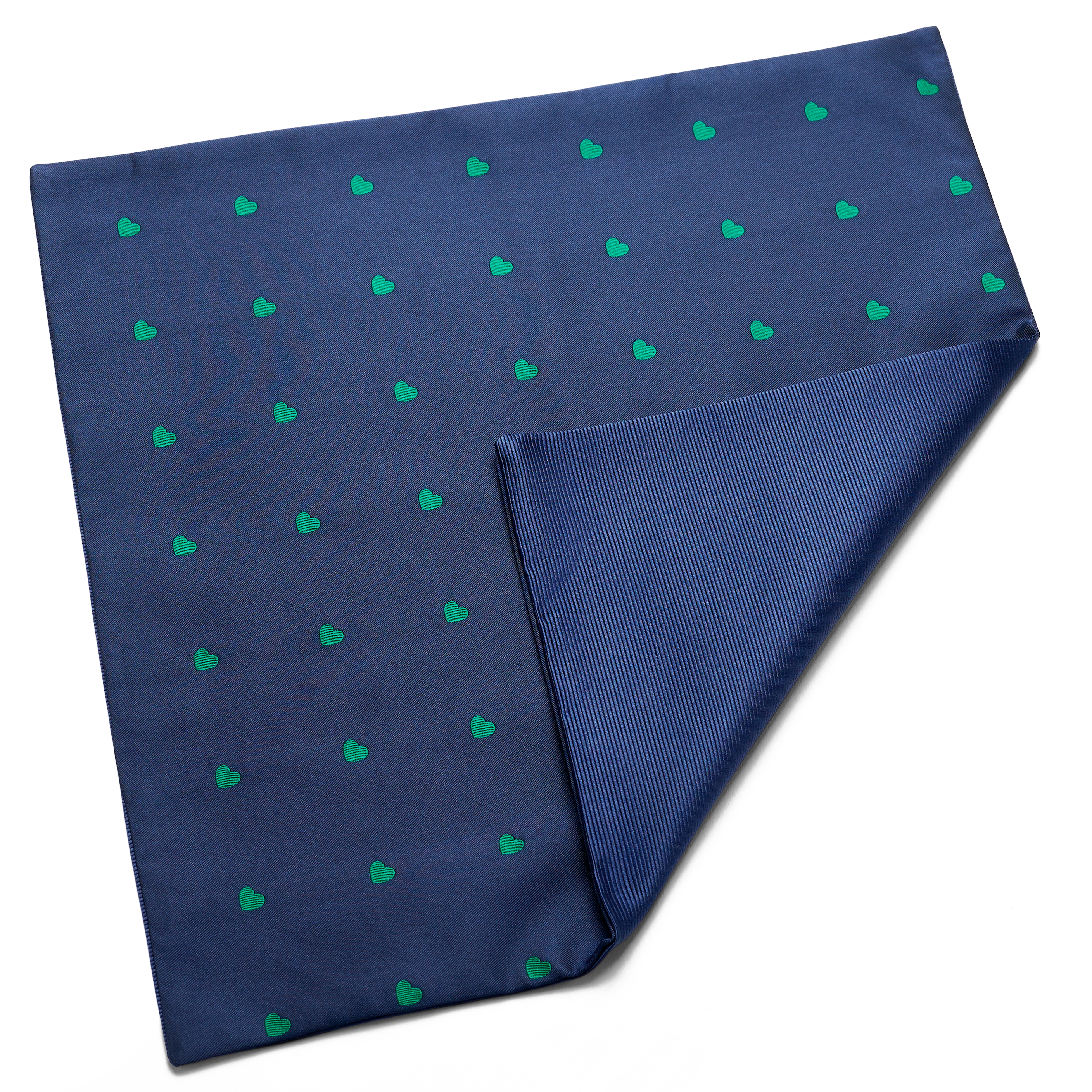 Navy Blue & Green Heart Pattern Pocket Square - 5