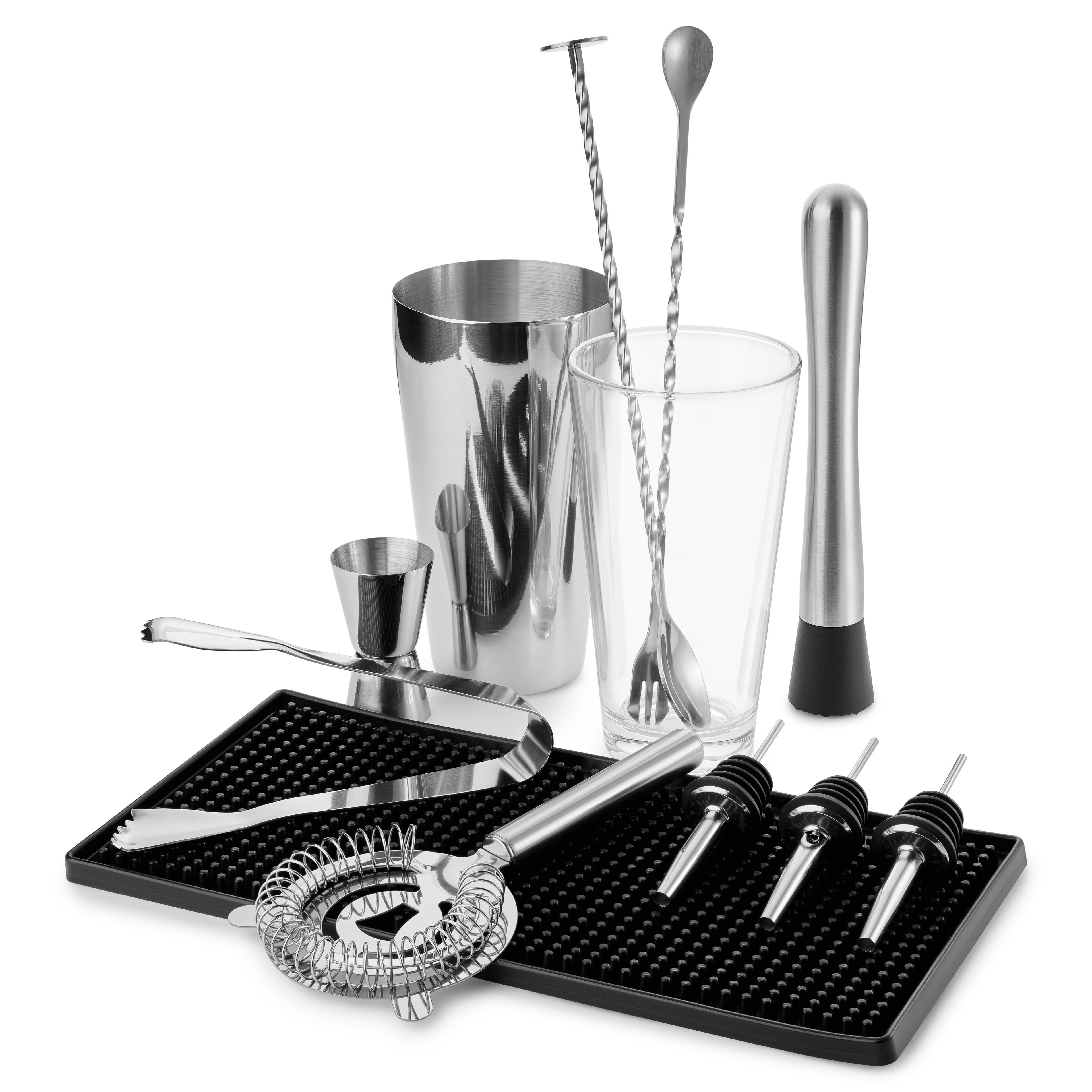 Stainless Steel and Glass Cocktail Set