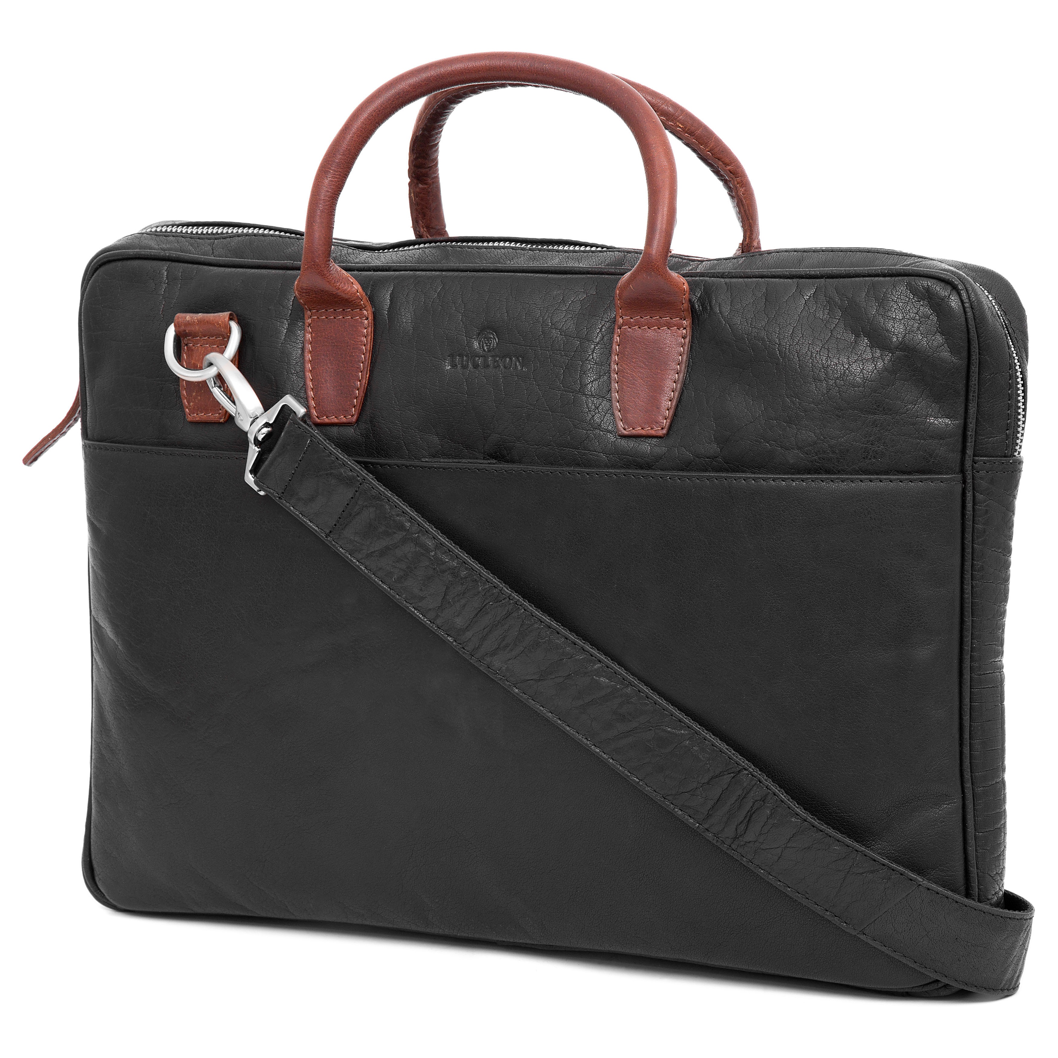 Smal Sort & Lysebrun Montreal 15" Executive Lædertaske - 4