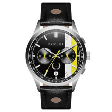 Monterey  | White & Yellow Racing Chronograph Leather Watch