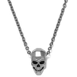 Silver-Tone Stainless Steel Skull Cable Chain Necklace