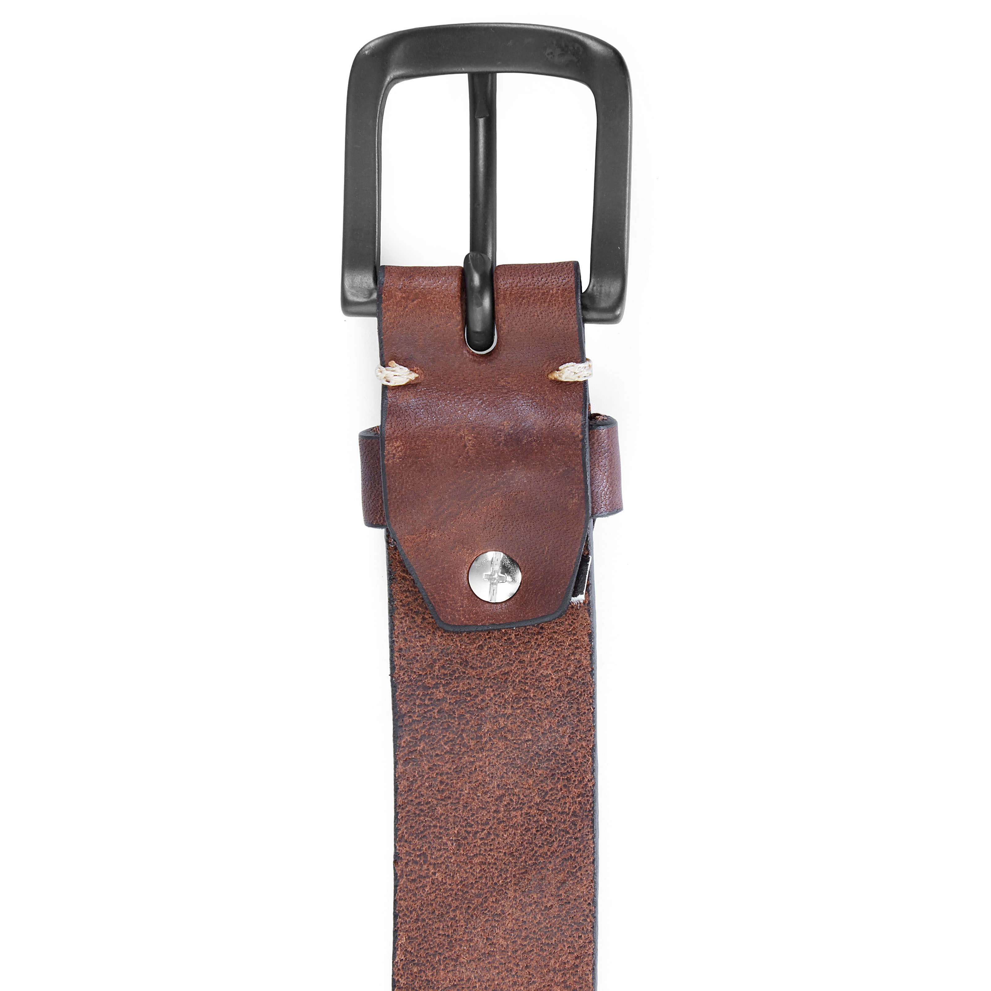 Cinturón de cuero en color coñac oscuro - 4