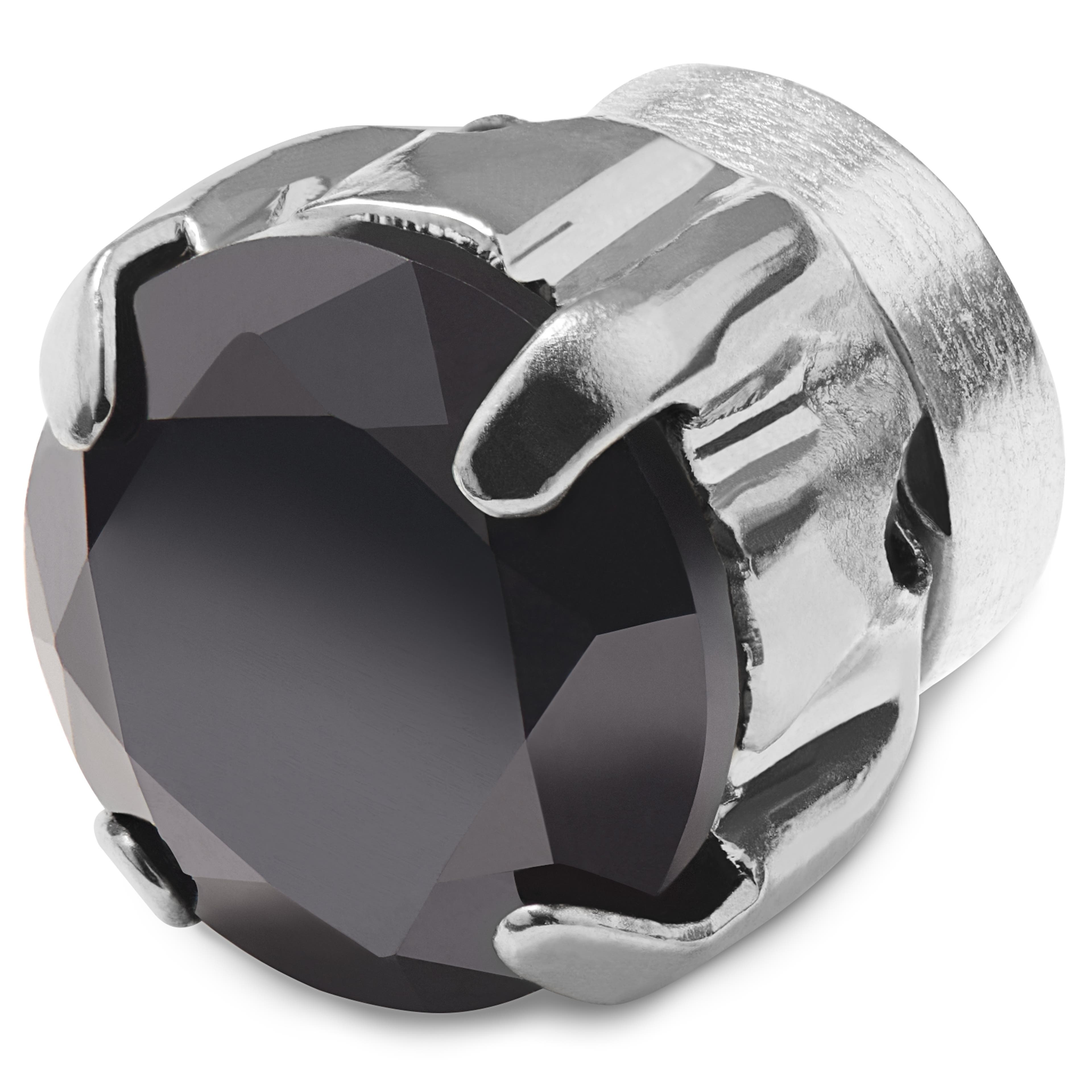 Runder Schwarzer Kristall Magnet Ohrring