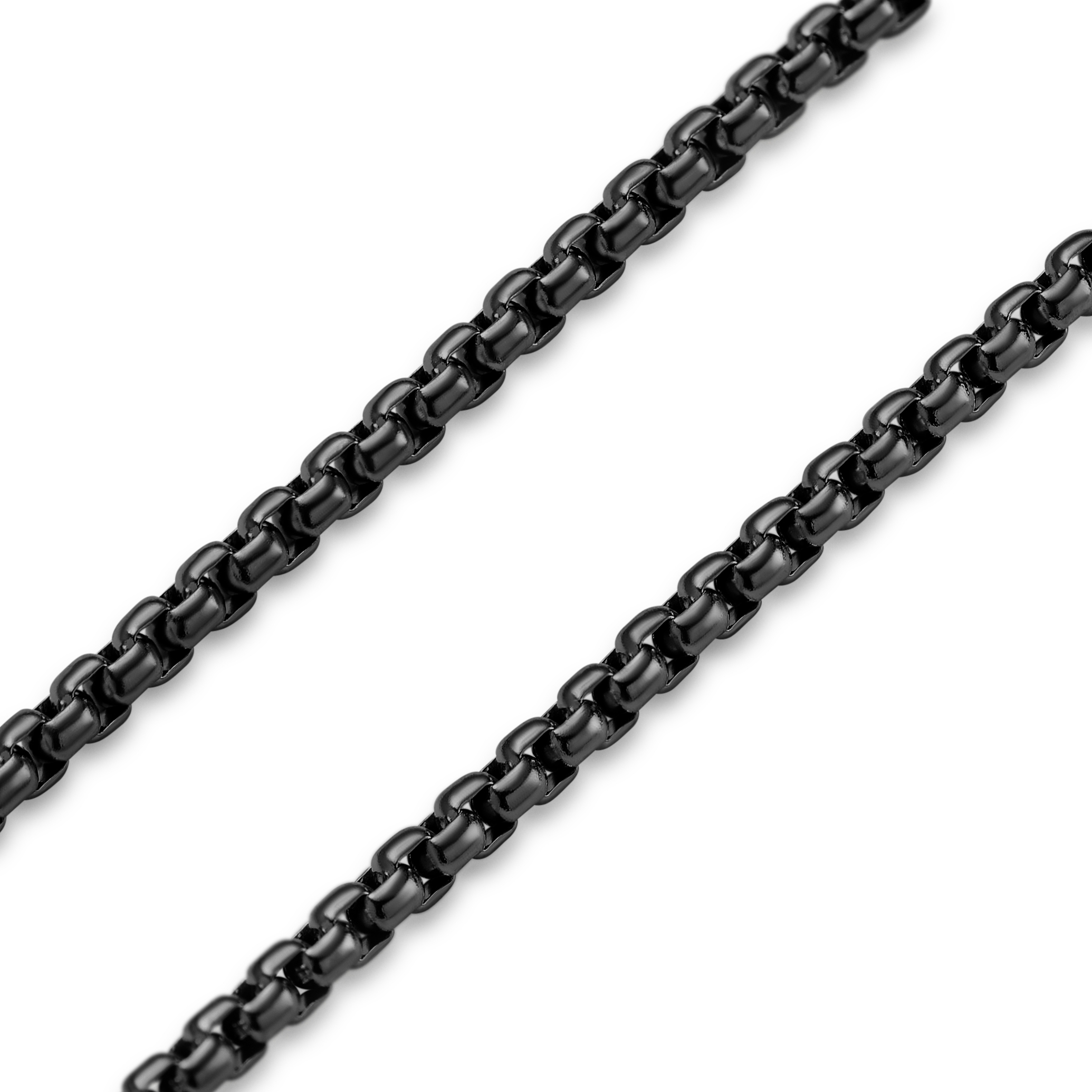 Essentials | 2 mm Gunmetal Schwarzes Quadratisches Box Kettenarmband - 4