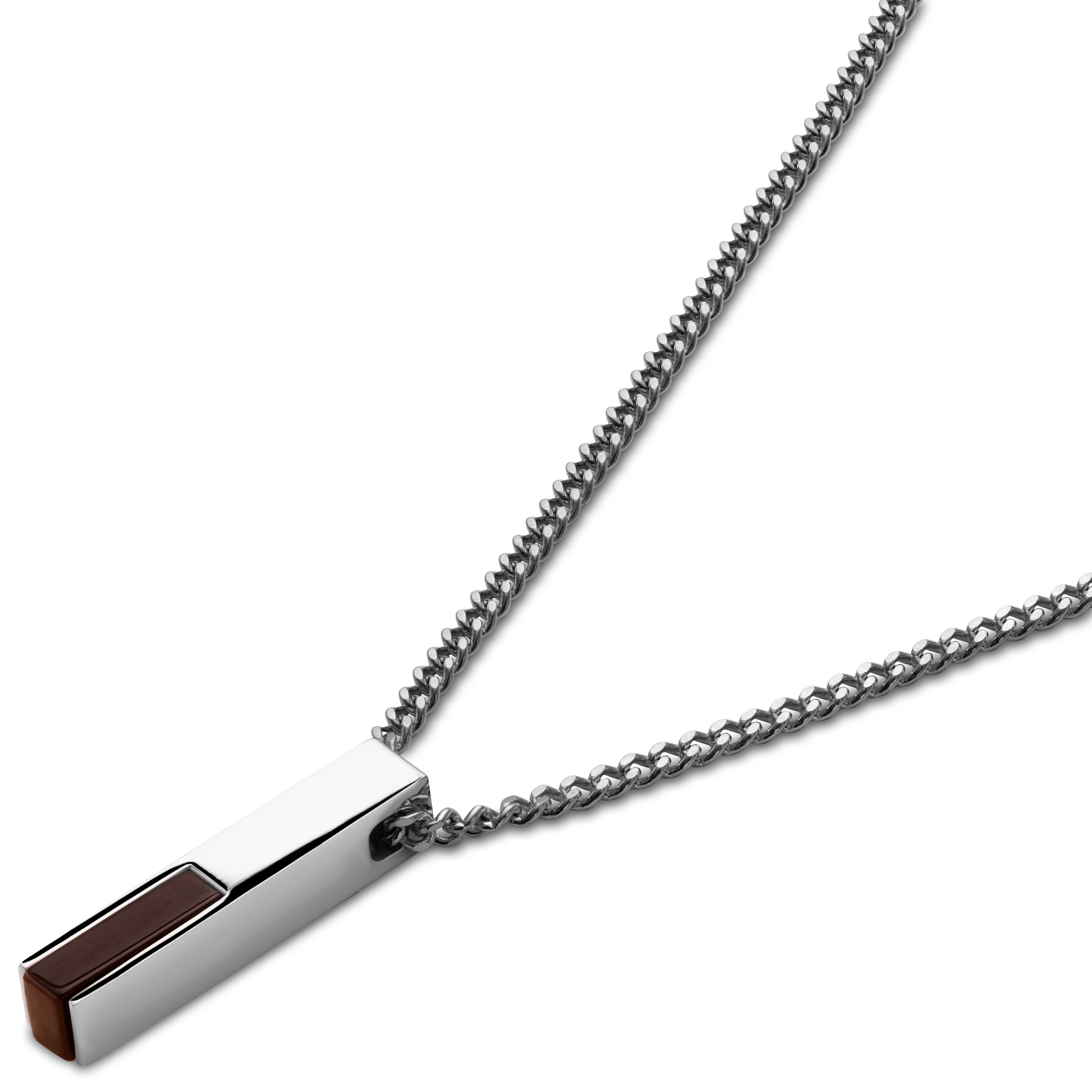 Cruz | Silver-Tone Stainless Steel & Tiger’s Eye Necklace - 4