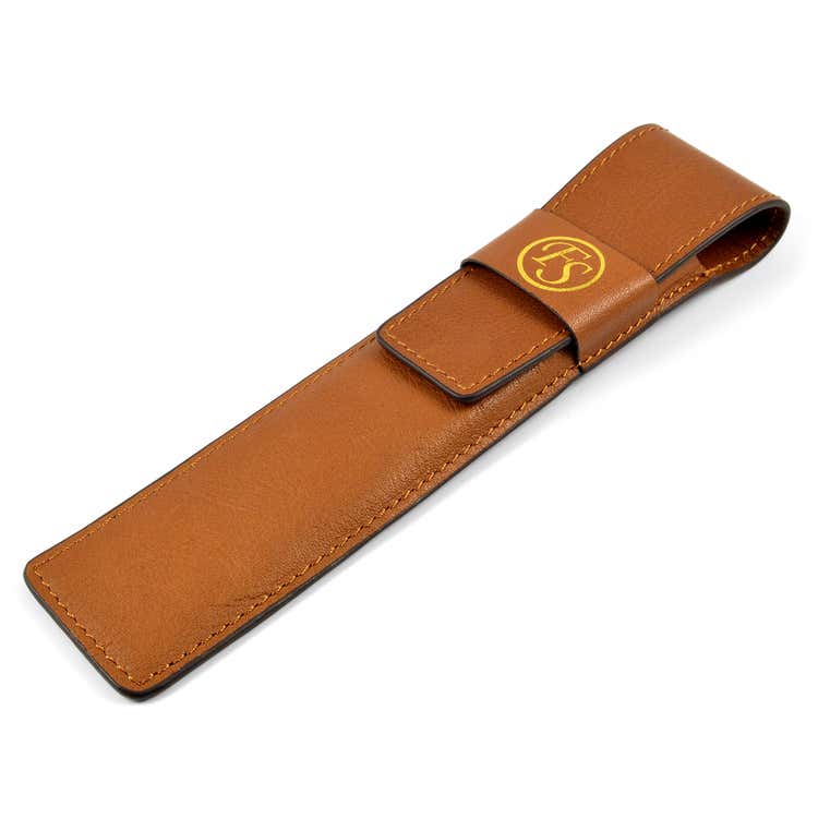Golden Brown Straight Razor Leather Case In stock! Frank Shaving