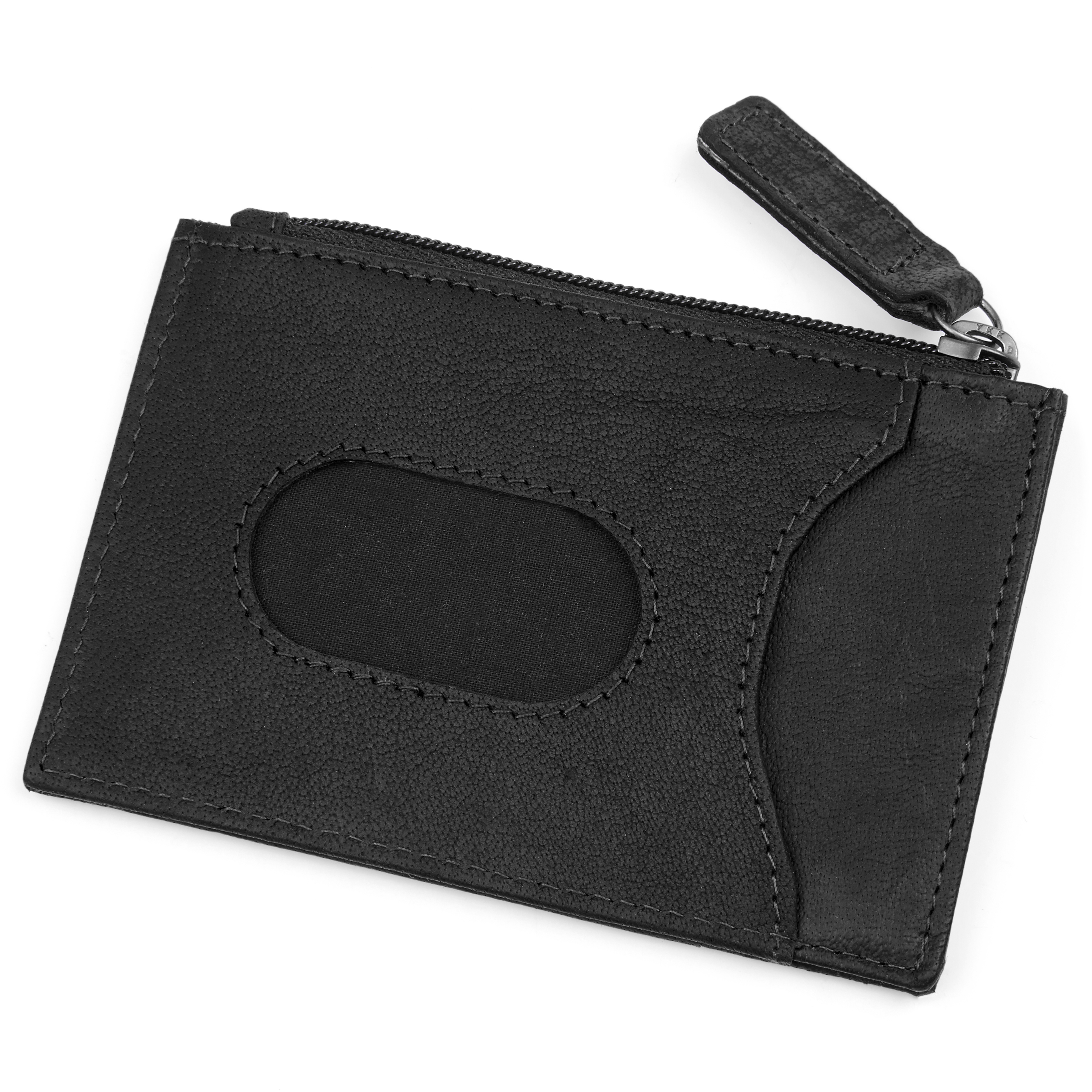 Oxford Black Leather Zip Cardholder - 2