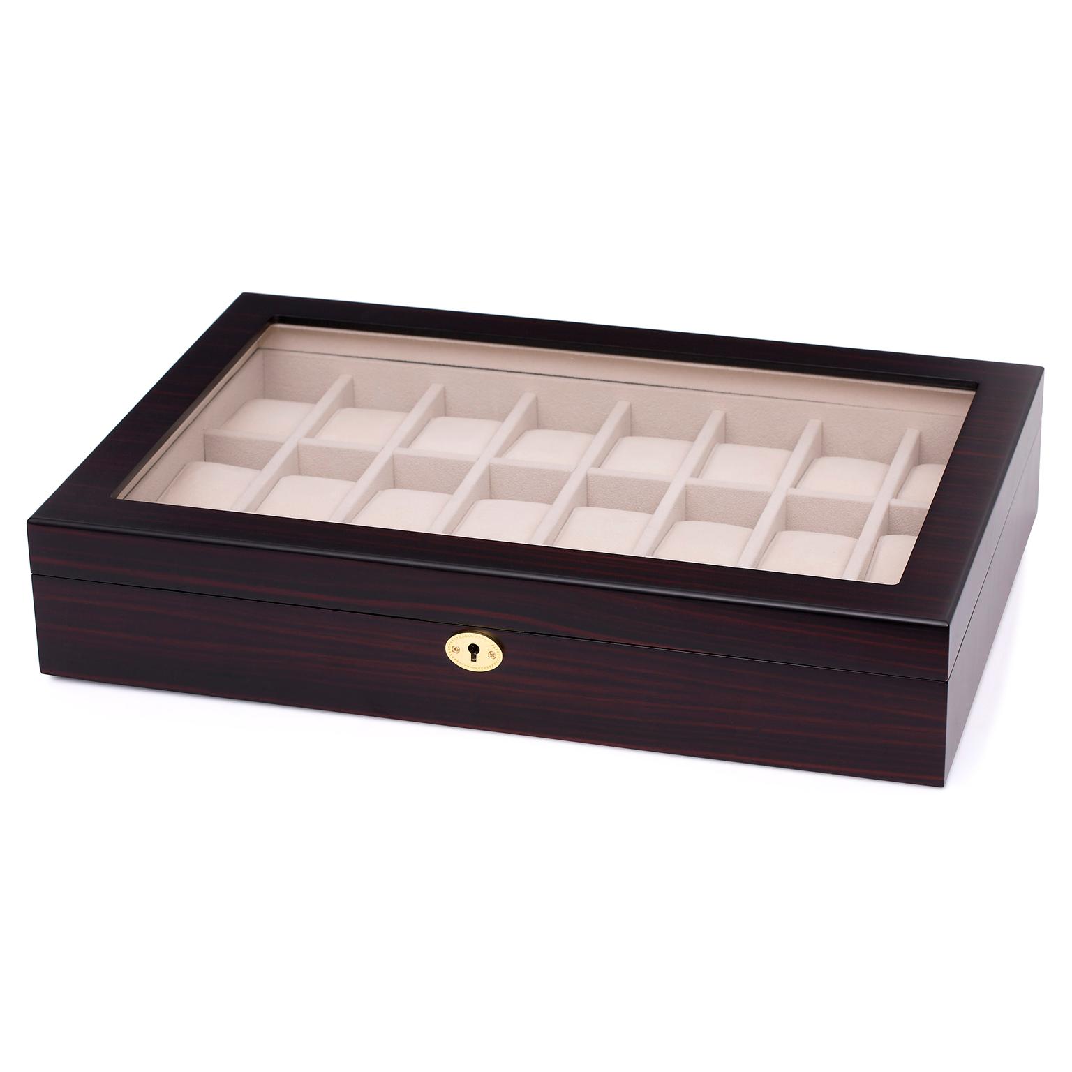 Caja para 24 relojes de ébano Caja para 24 relojes de ébano