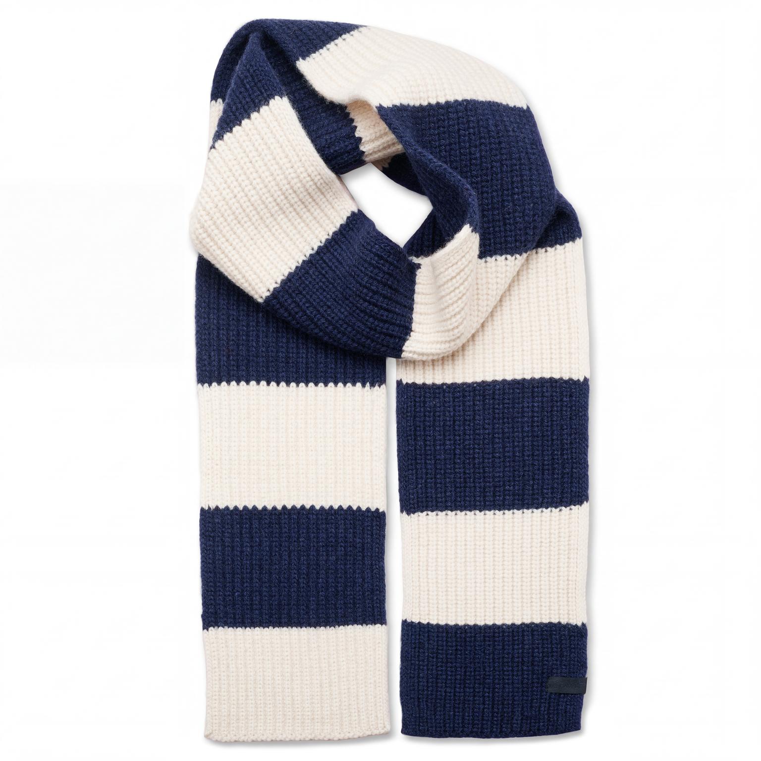 Nordic | Navy & White Striped Wool Blend Scarf Nordic | Navy & White Striped Wool Blend Scarf