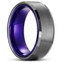 Terra | 8 mm Gunmetal Grau und Lila Ring mit abgeschrägtem Rand aus Tungsten Terra | 8 mm Gunmetal Grau und Lila Ring mit abgeschrägtem Rand aus Tungsten
