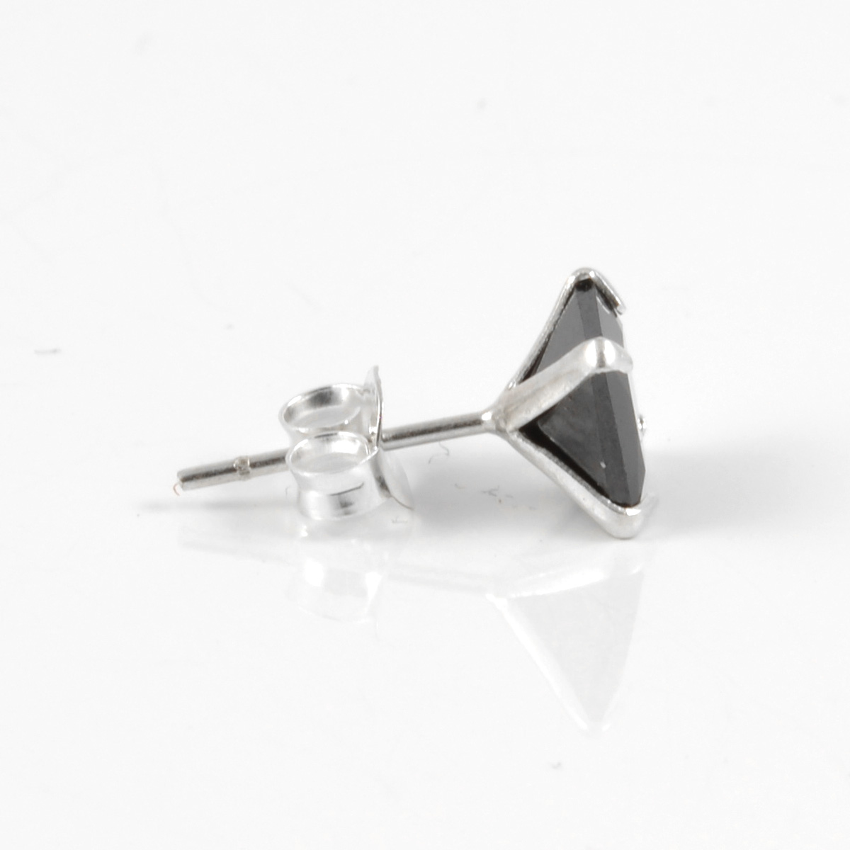 Black Square 6mm Zirconia Stud Earring - 2