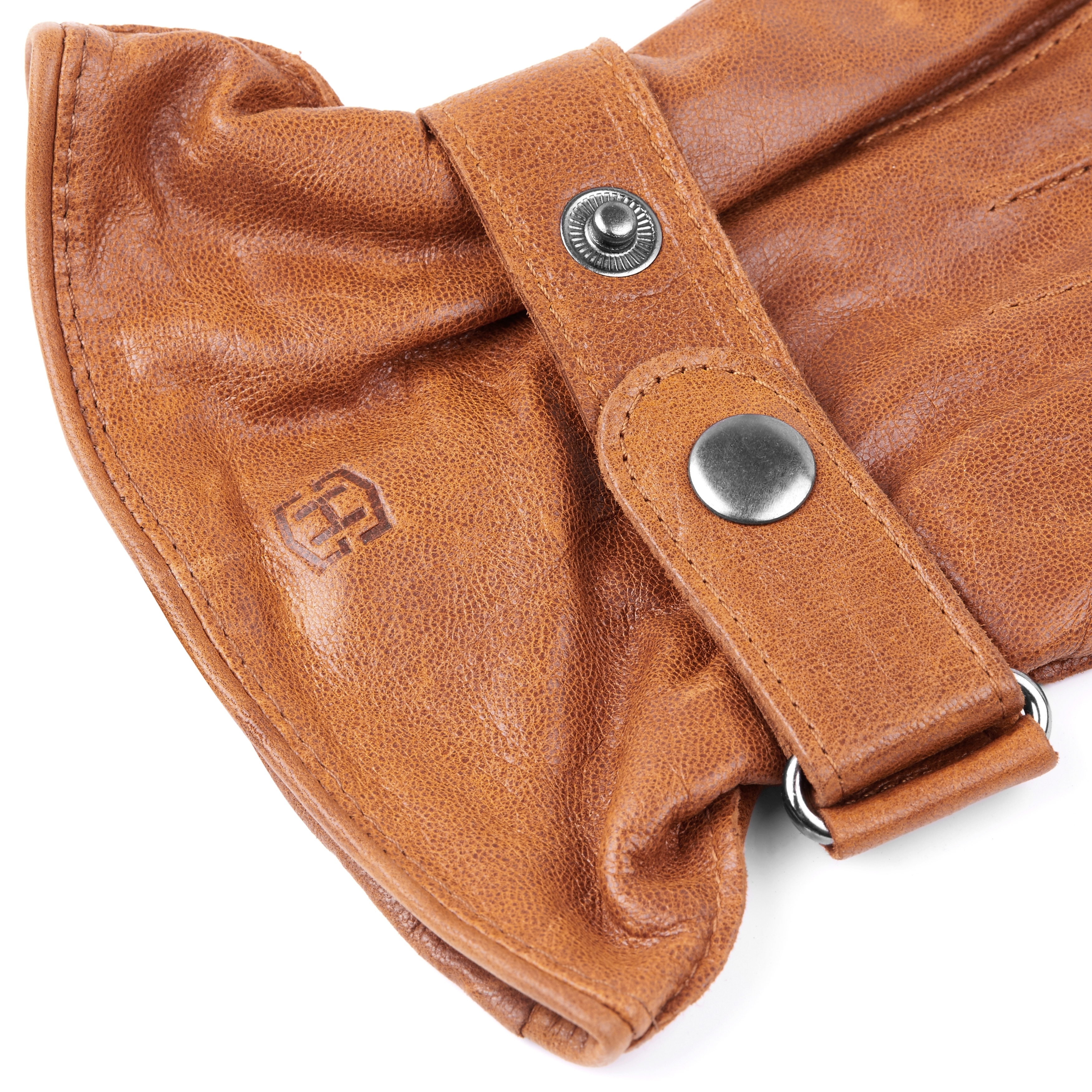 Jasnobrązowe zapinane rękawiczki z owczej skóry do ekranu dotykowego - 2