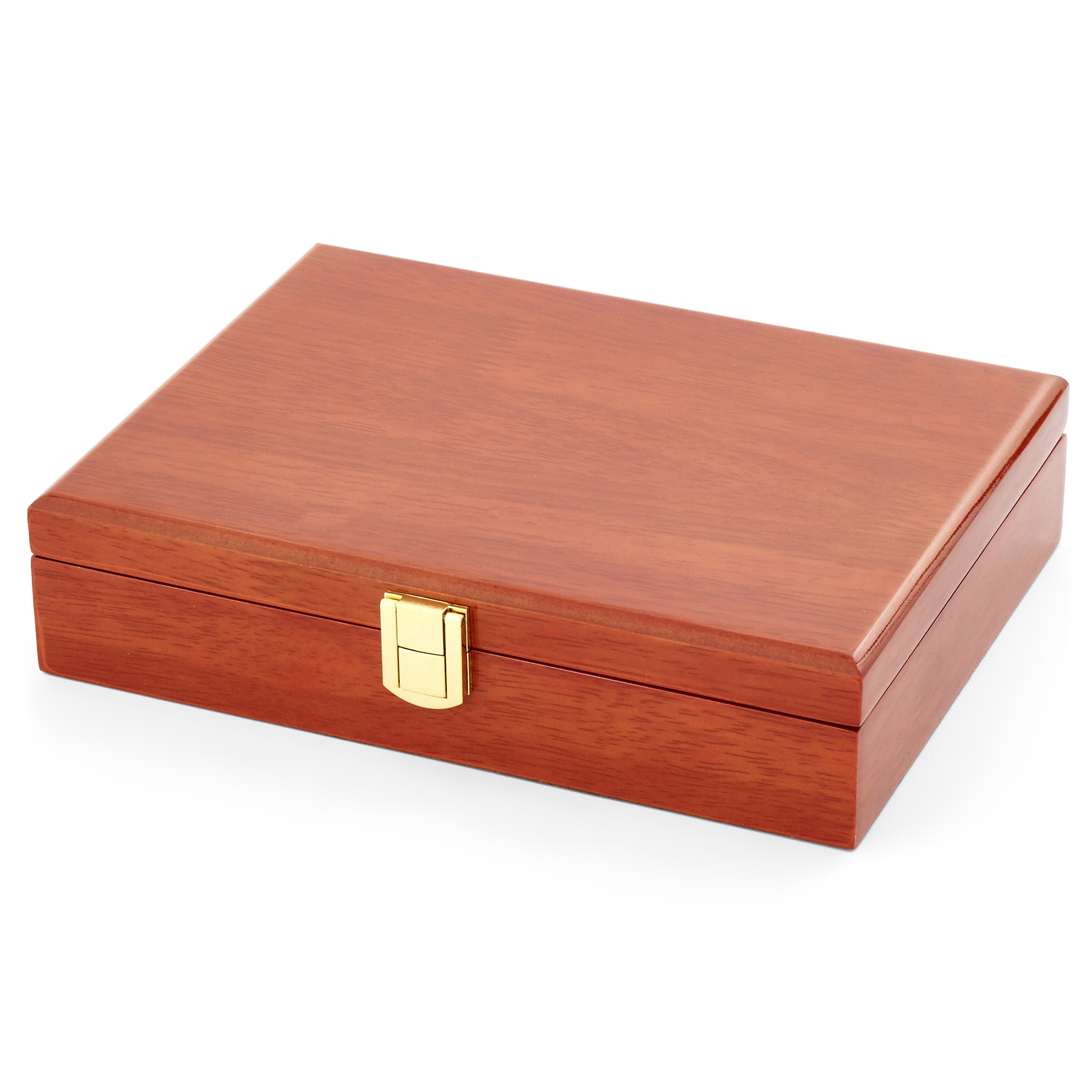 Natural Wood Cognac Natural Wood Cufflinks Box For 20 Cufflinks Sets