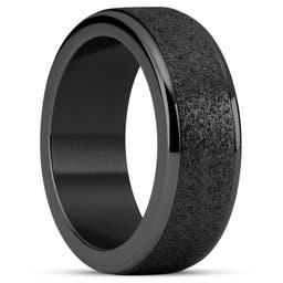 Enthumema | Csillogós, fekete rozsdamentes acél Fidget gyűrű - 8 mm
