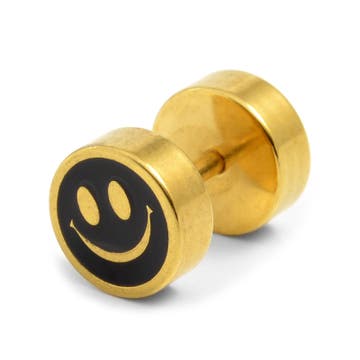 Sentio | 8 mm Gold-Tone Surgical Steel Smiley Stud Earring Sentio | 8 mm Gold-Tone Surgical Steel Smiley Stud Earring