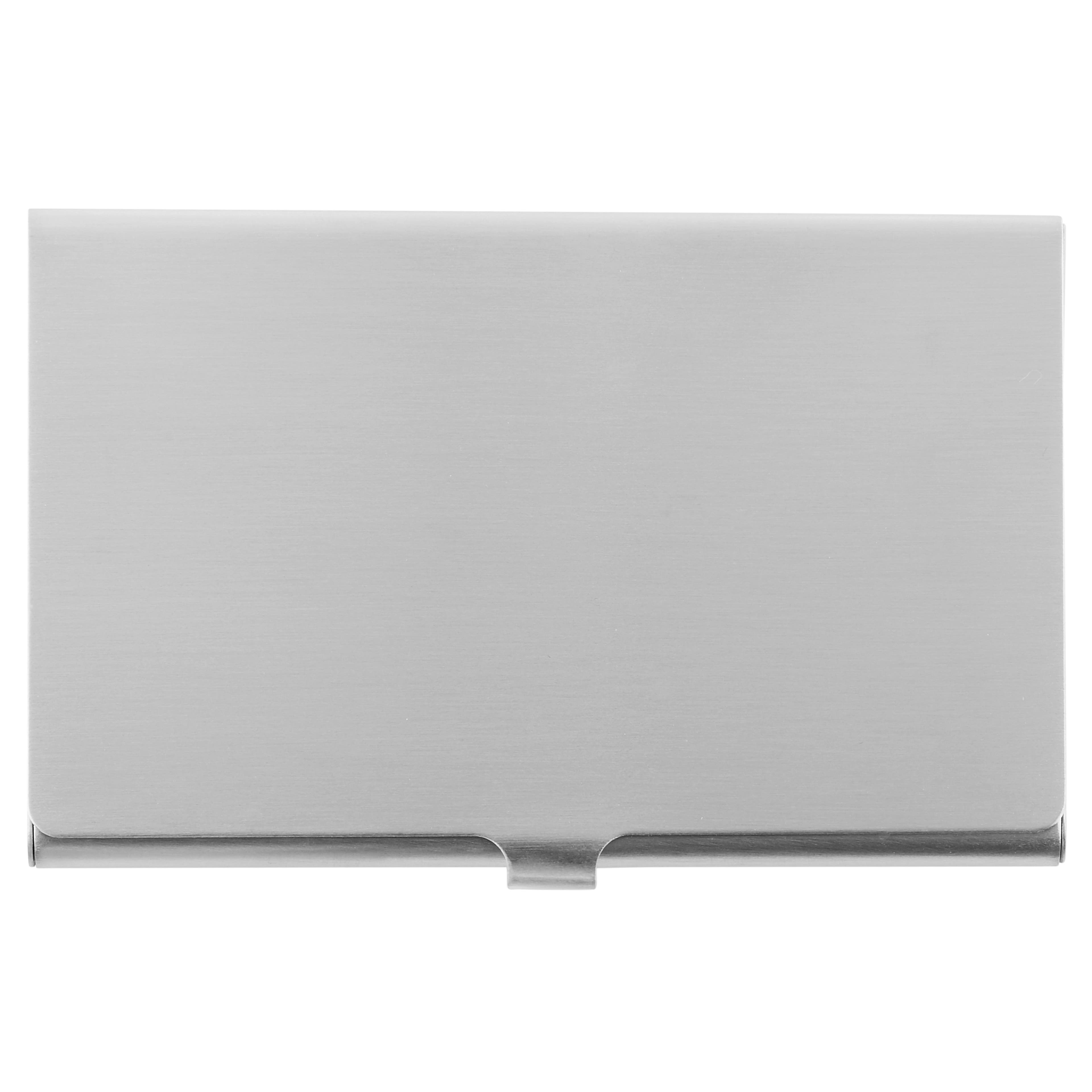 Slim Silver-Tone Brushed Stainless Steel Card Holder