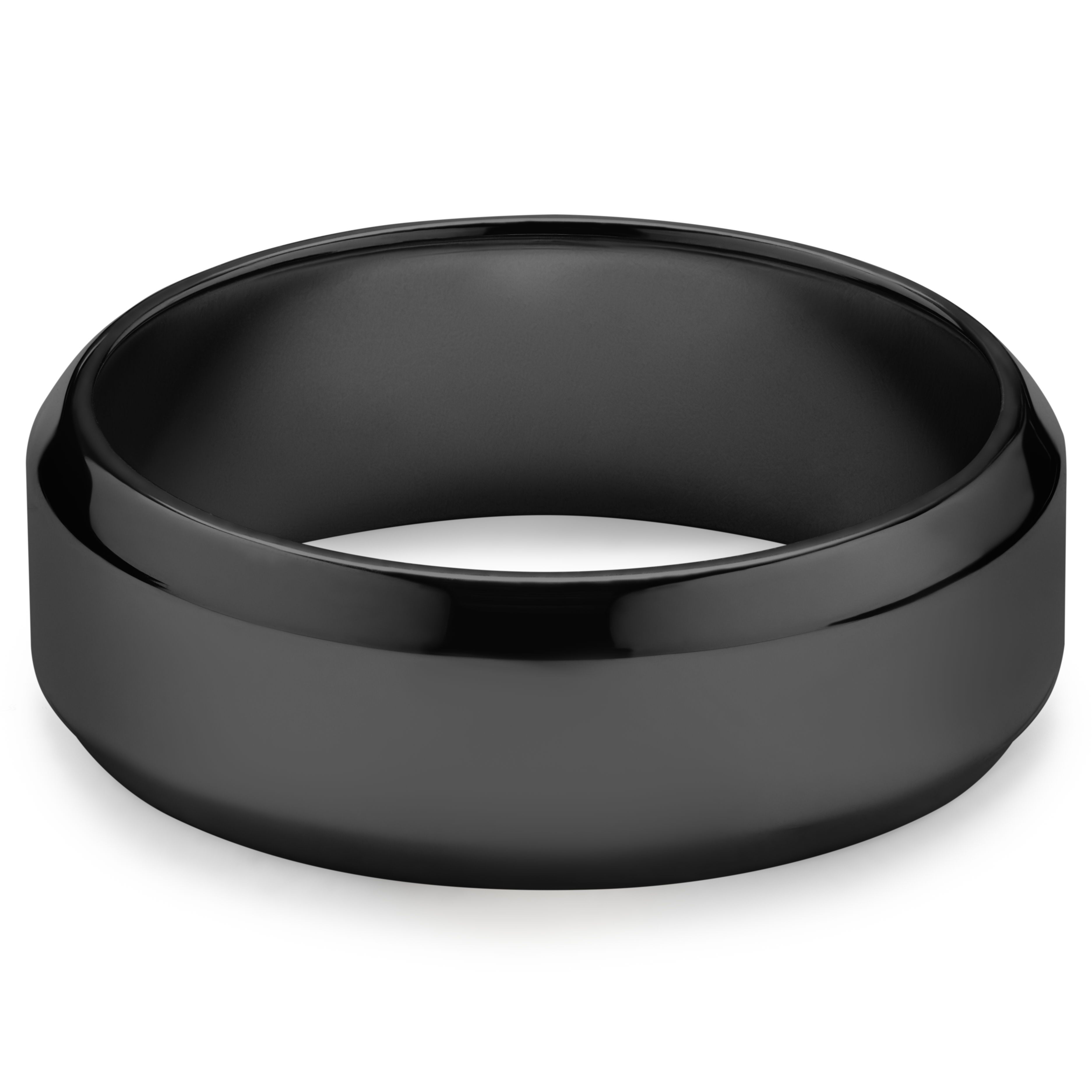 Ferrum | Черен полиран стоманен пръстен със скосени ръбове 8 мм - 5