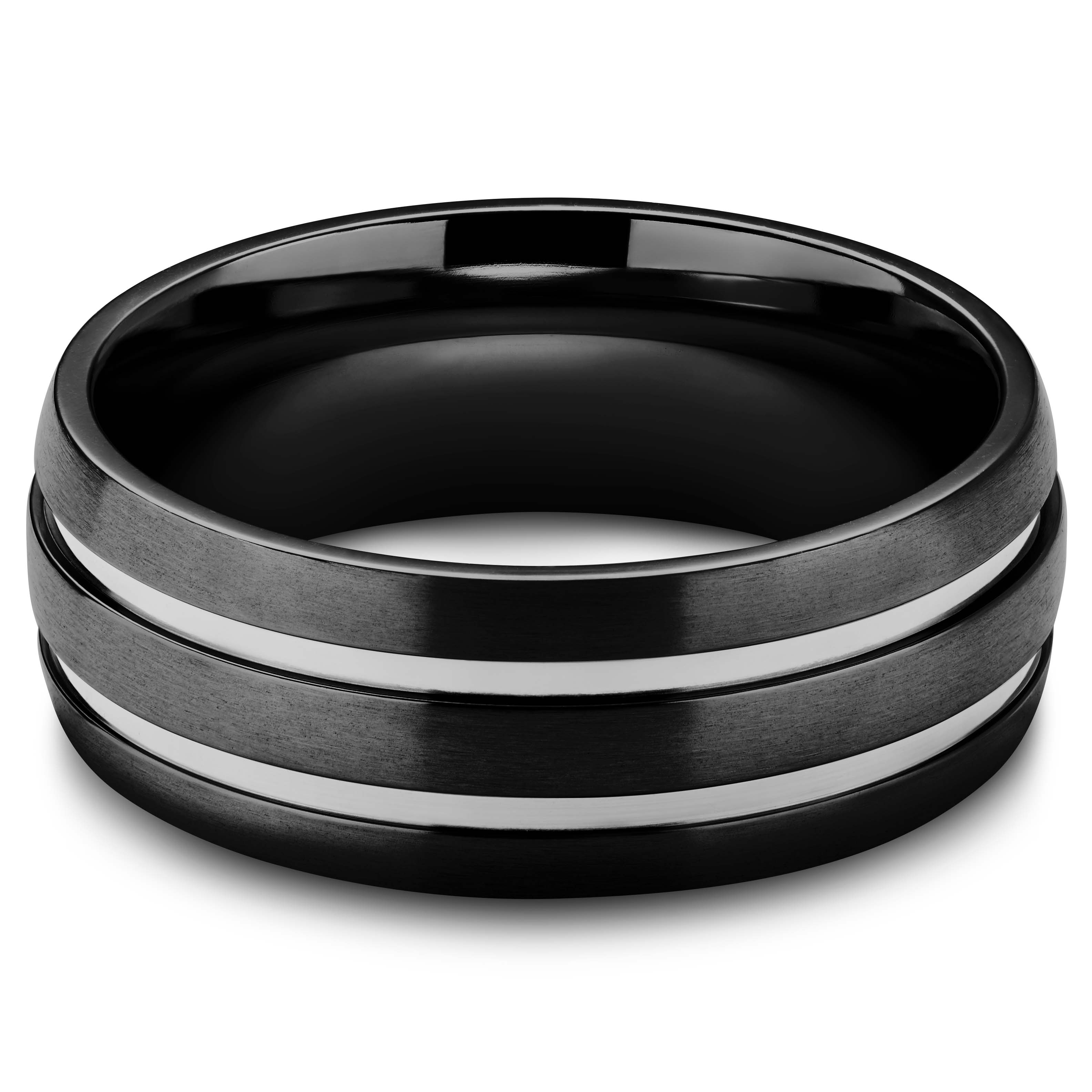 Aesop Reed Black and Silver-tone Titanium Ring - 7