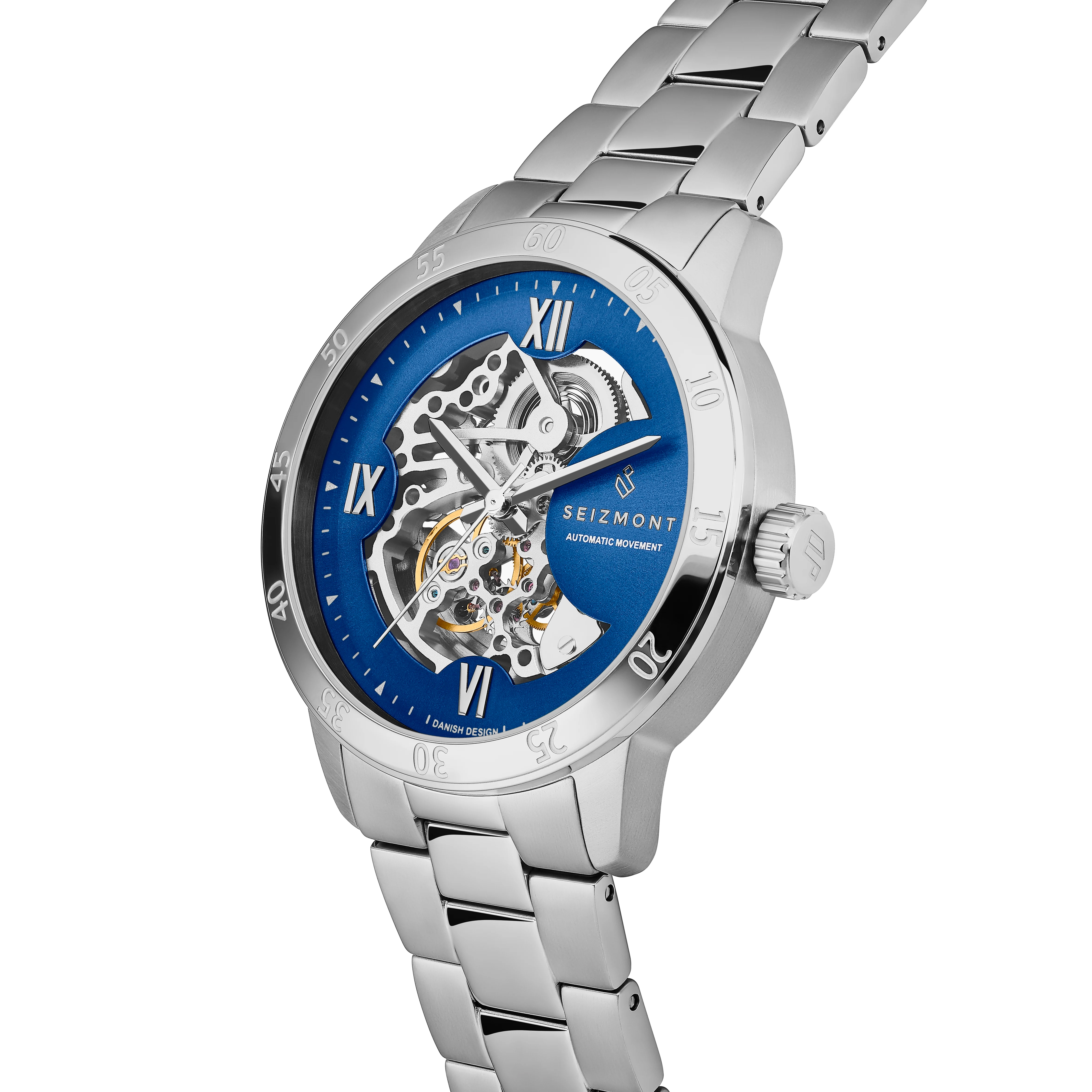 Dante II | Silver-tone Skeleton Watch With Blue Dial - 5