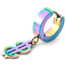 Floyd | Rainbow Stainless Steel Dollar Hoop Earring