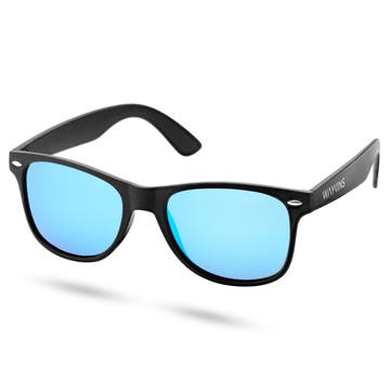 Black & Sky Blue Polarised Retro Sunglasses