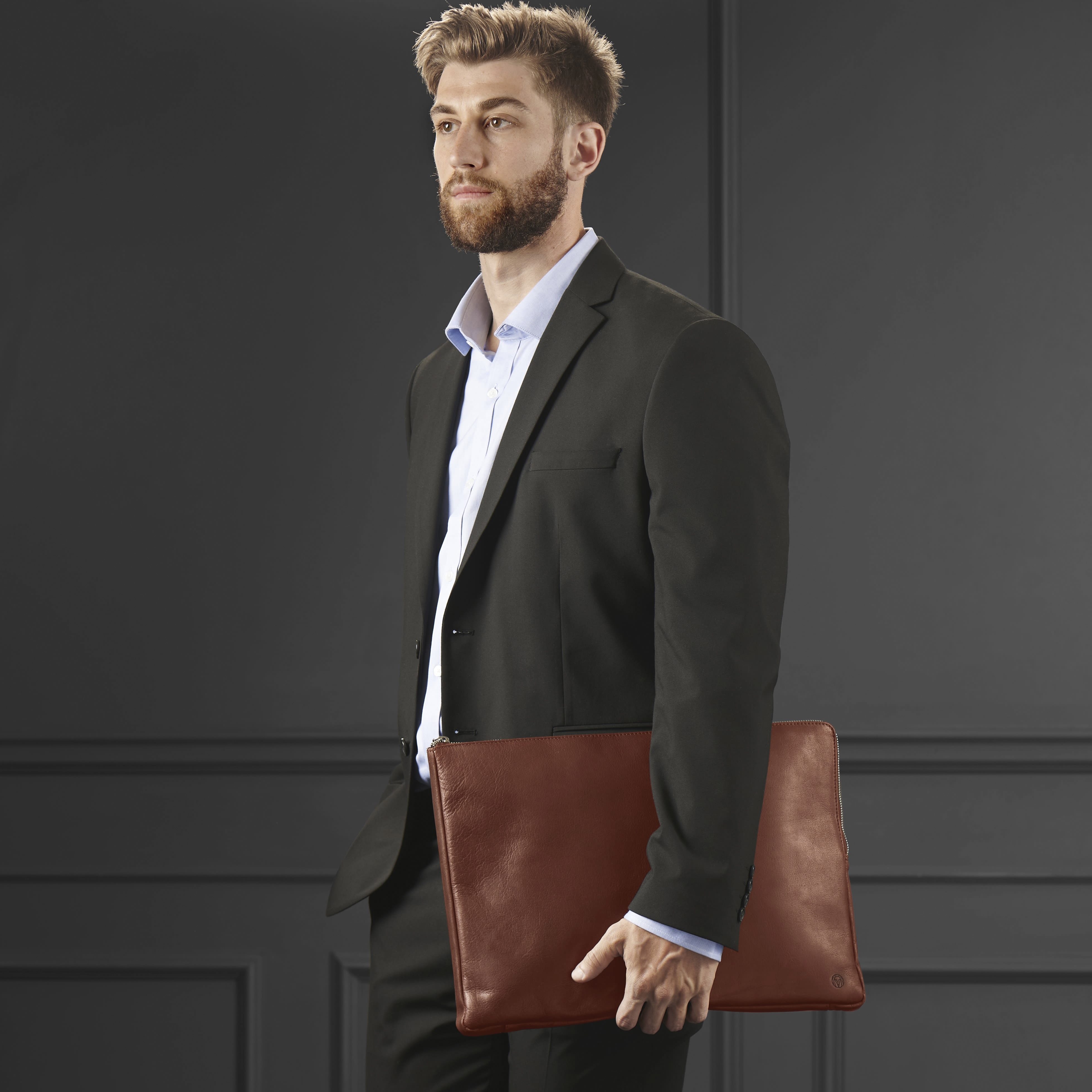 Étui pour ordinateur portable en cuir brun havane Montréal - 6