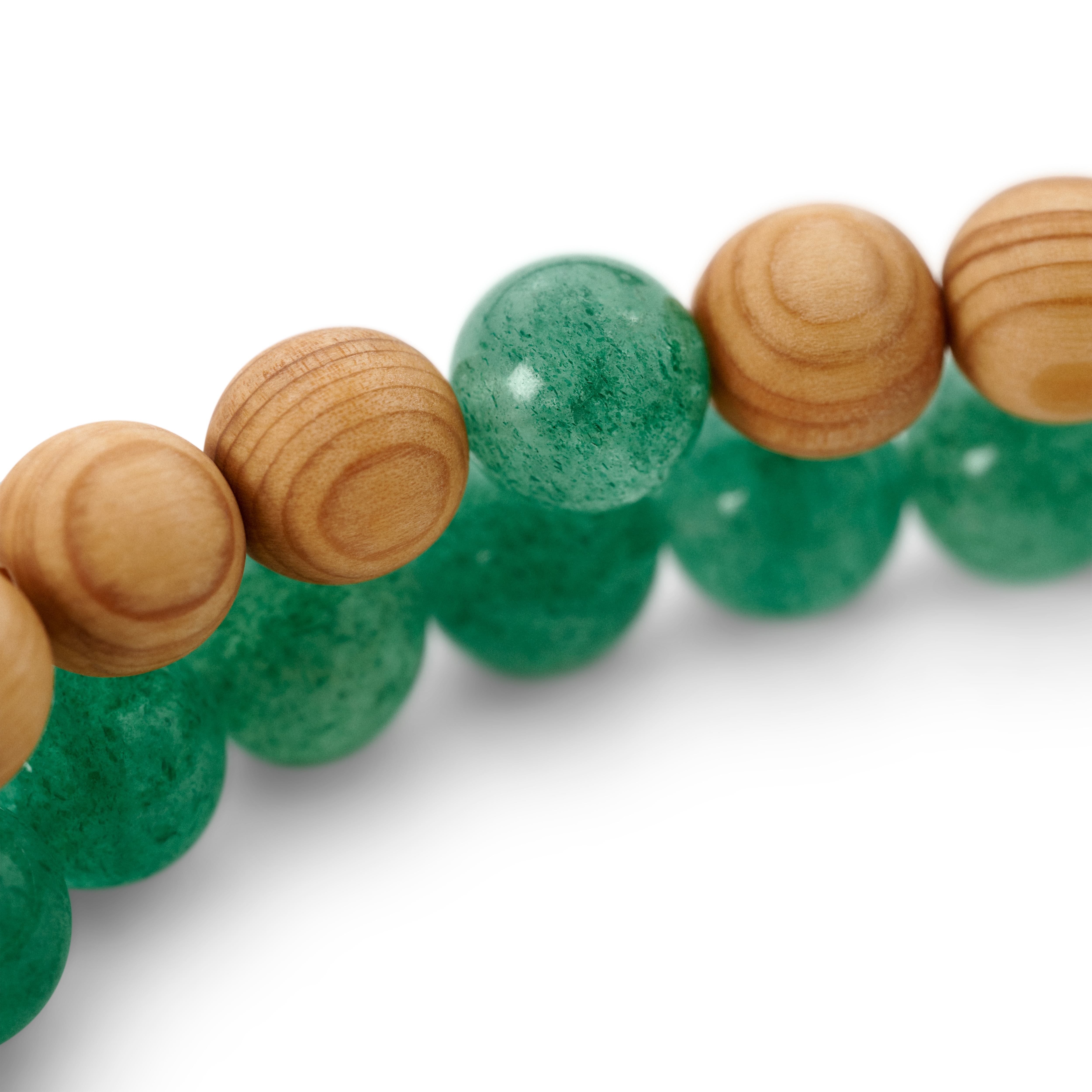 Green Strawberry Crystal & Wood Bracelet Set - 3