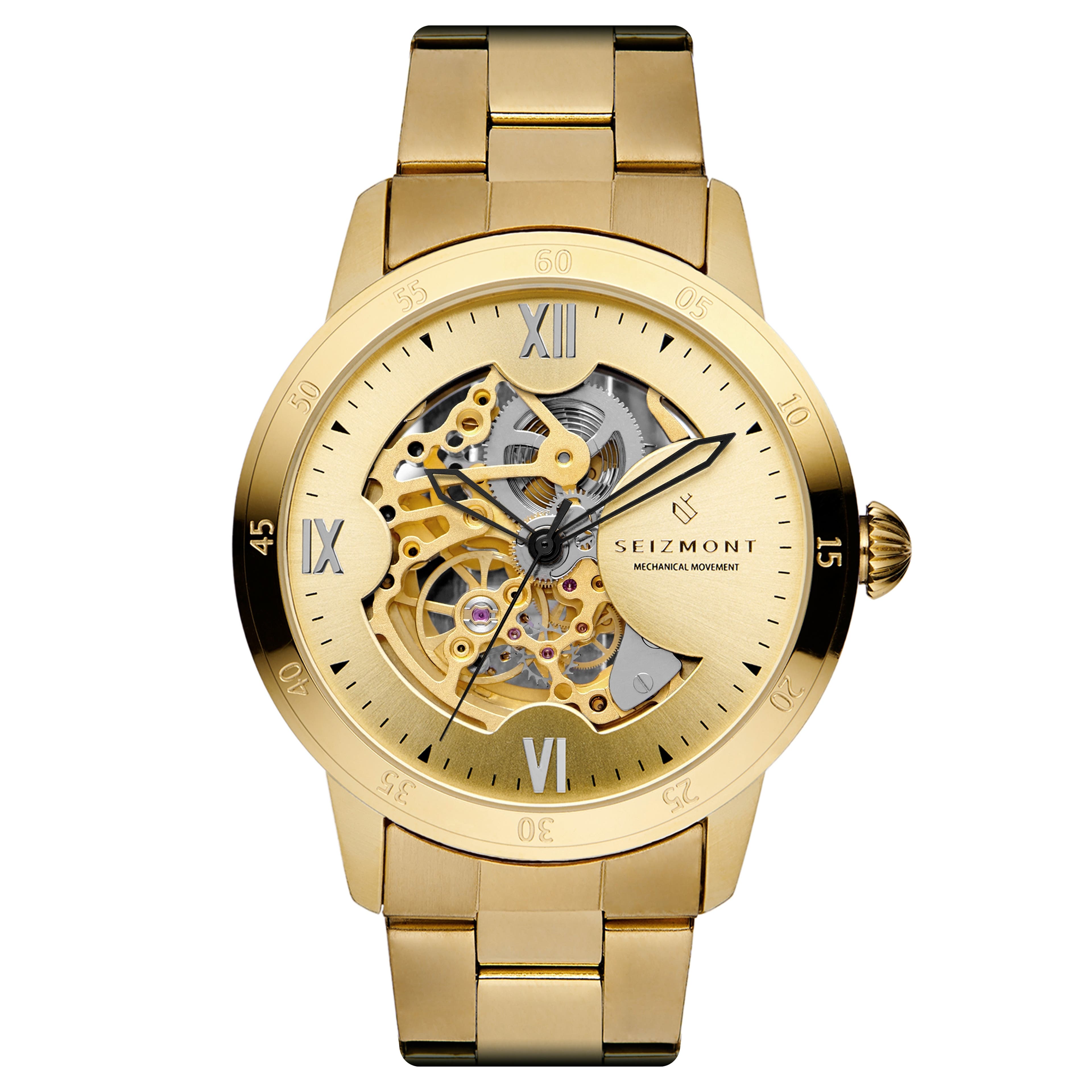 Dante | Gold-Tone Stainless Steel Skeleton Watch With Gold-Tone Dial