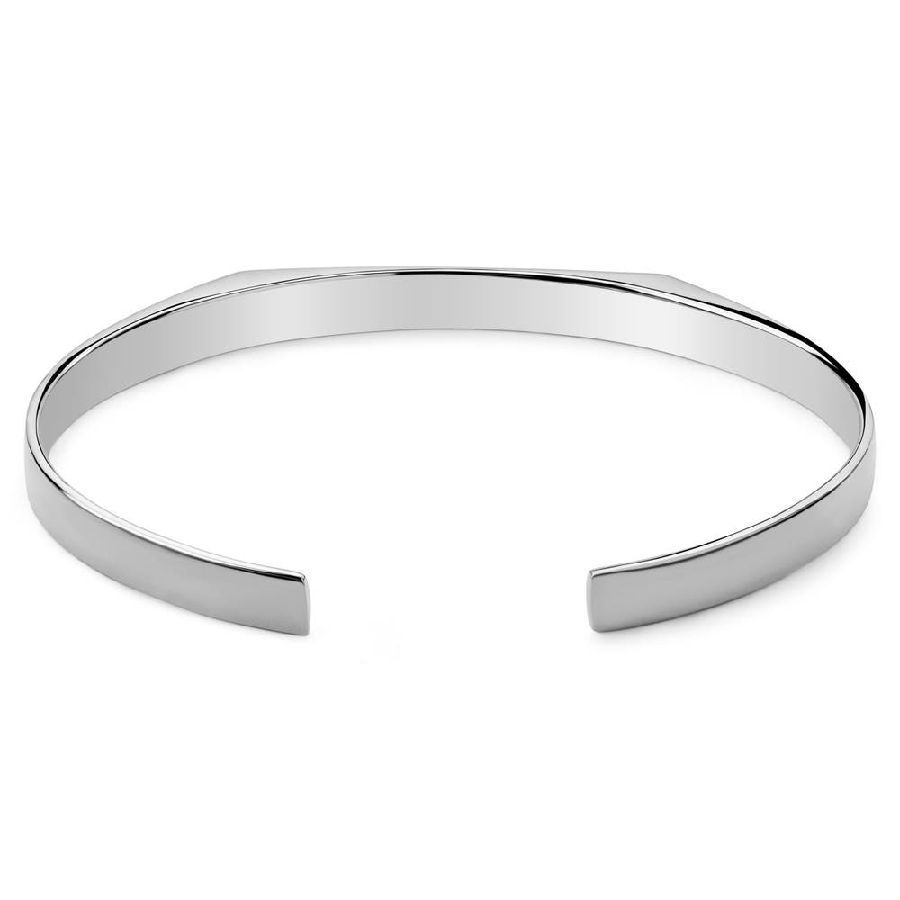 hover: 5 mm Polished Silver-Tone Adjustable Stainless Steel Angular Cuff Bracelet hover: 5 mm Polished Silver-Tone Adjustable Stainless Steel Angular Cuff Bracelet
