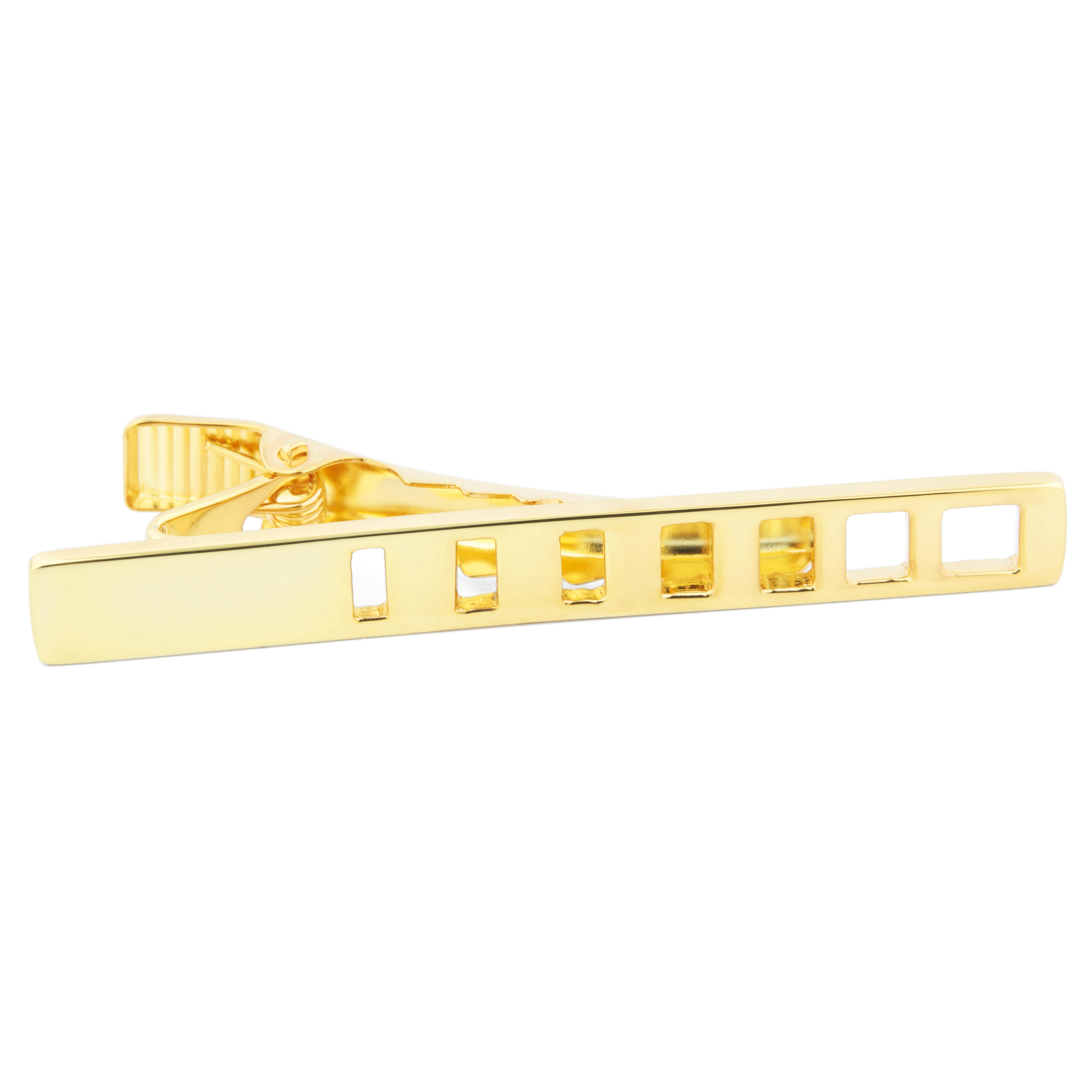 Gold 925s Graduated Notch Tie Clip - 1