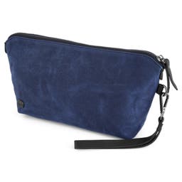 Navy Blue Waxed Canvas Wash Bag