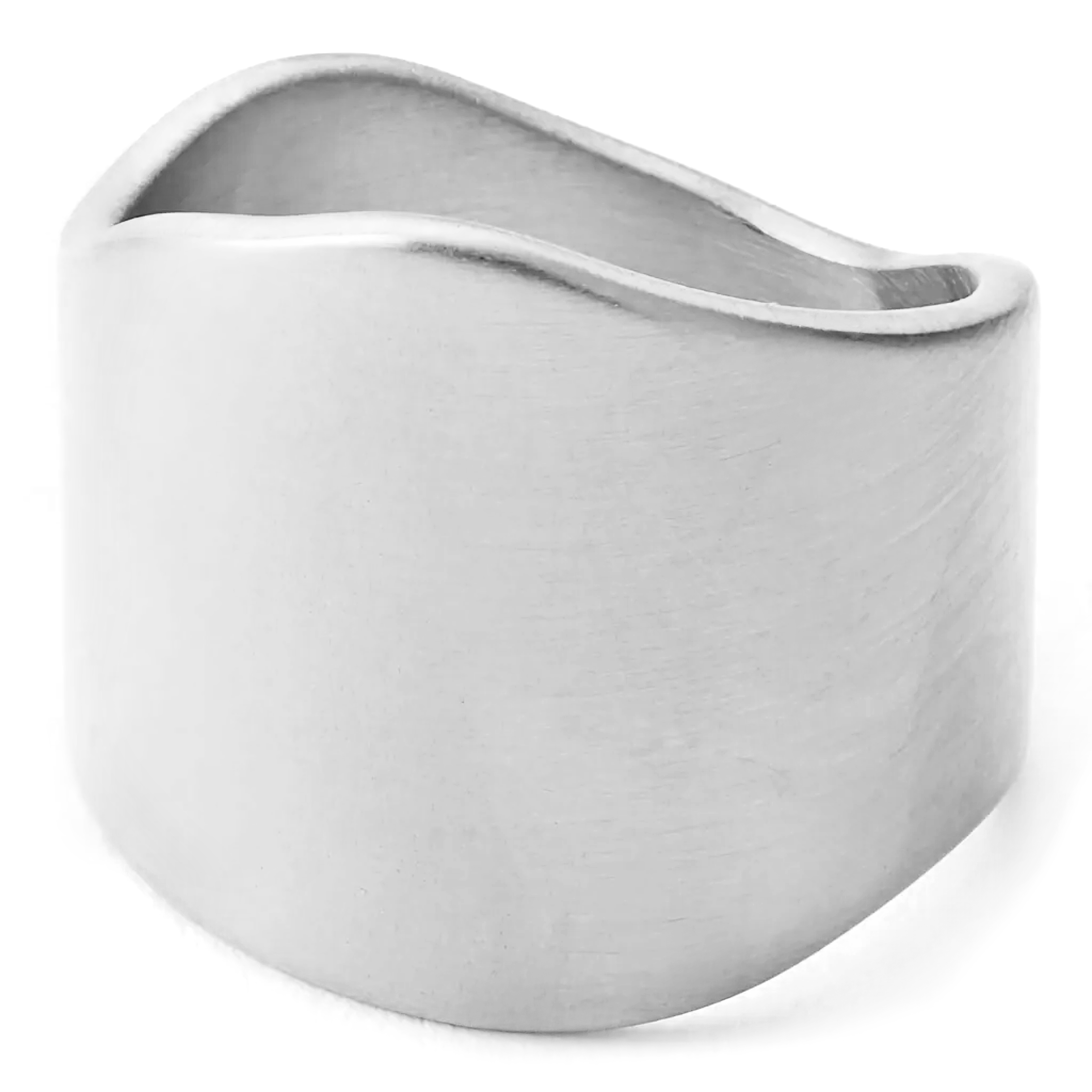 Organic | Bague Crest en acier inoxydable plaqué argent - 1