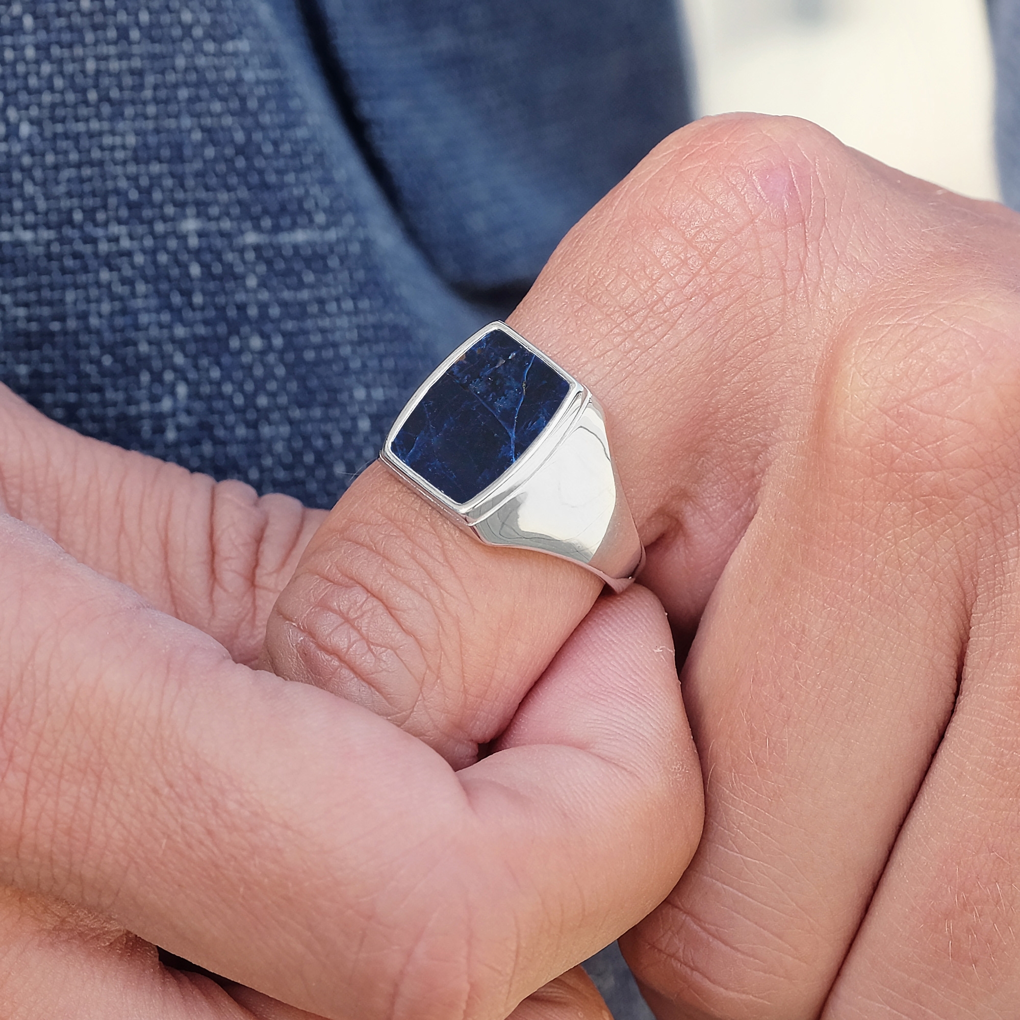 Ασημένιο Δαχτυλίδι Blue Lazurite 925s - 4