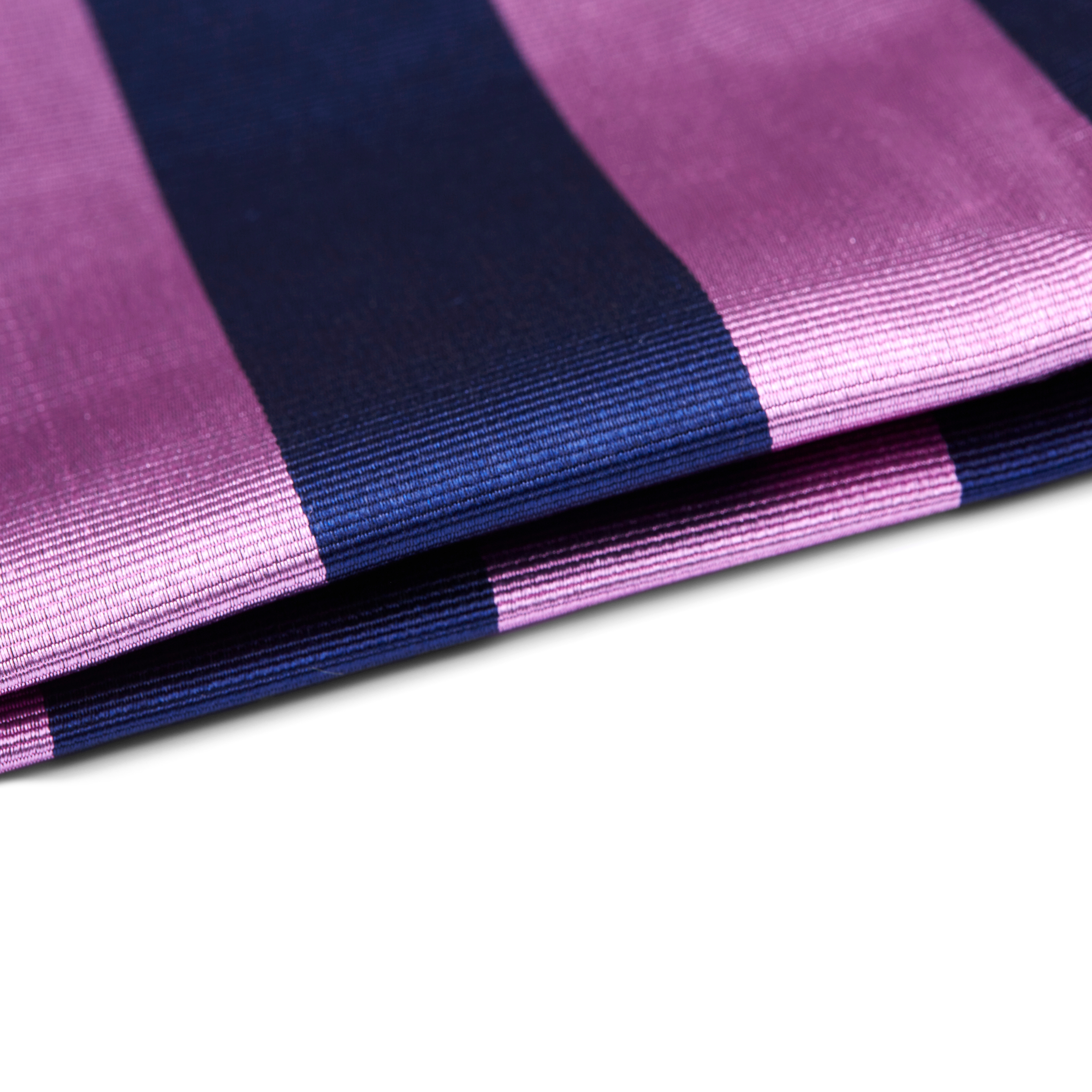 Pañuelo de bolsillo de seda con rayas rosas y azul marino - 2