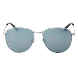 Wells Thea Silver-Tone & Grey Aviator Sunglasses