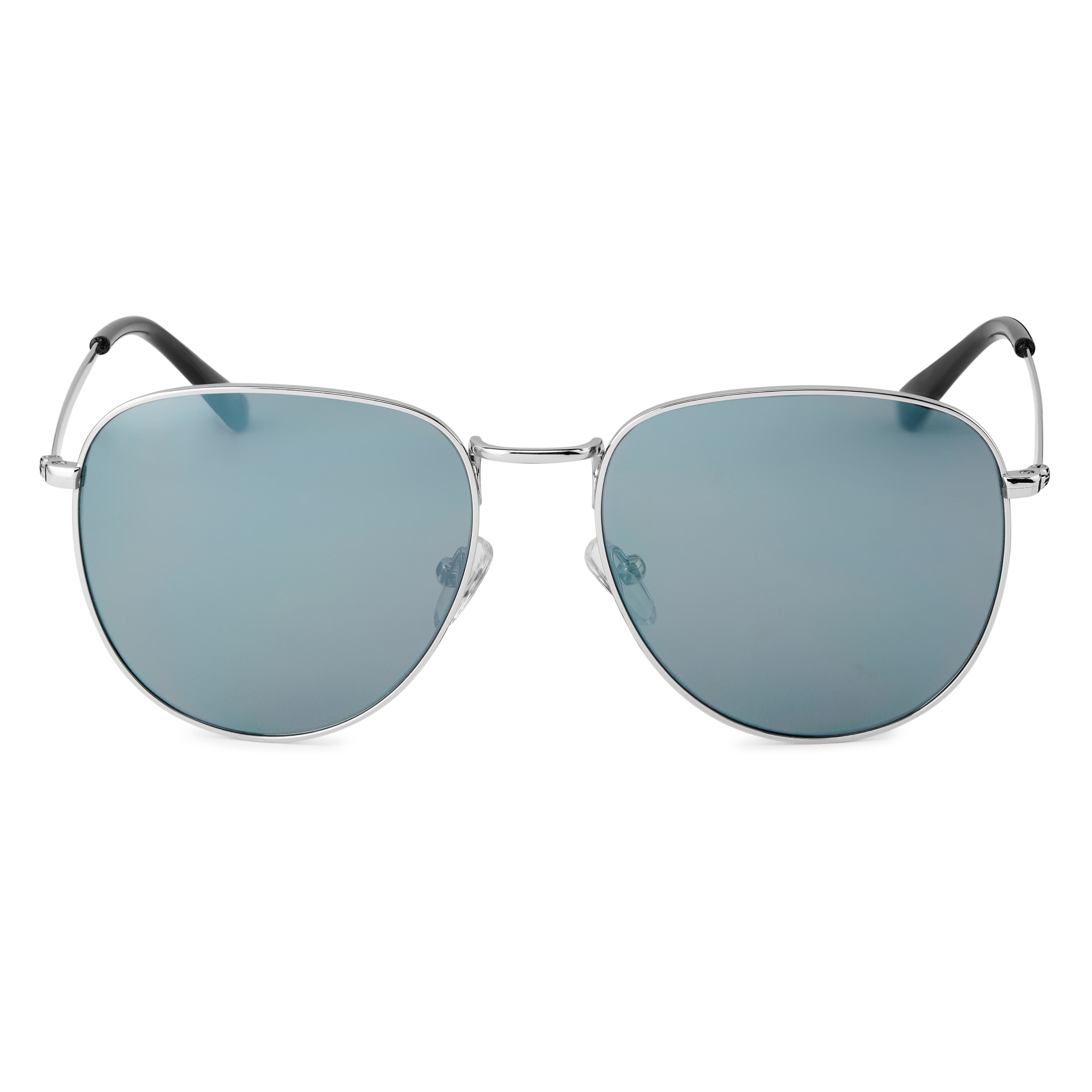 Слънчеви очила със сребристи рамки и сиви авиаторски стъкла Wells Thea