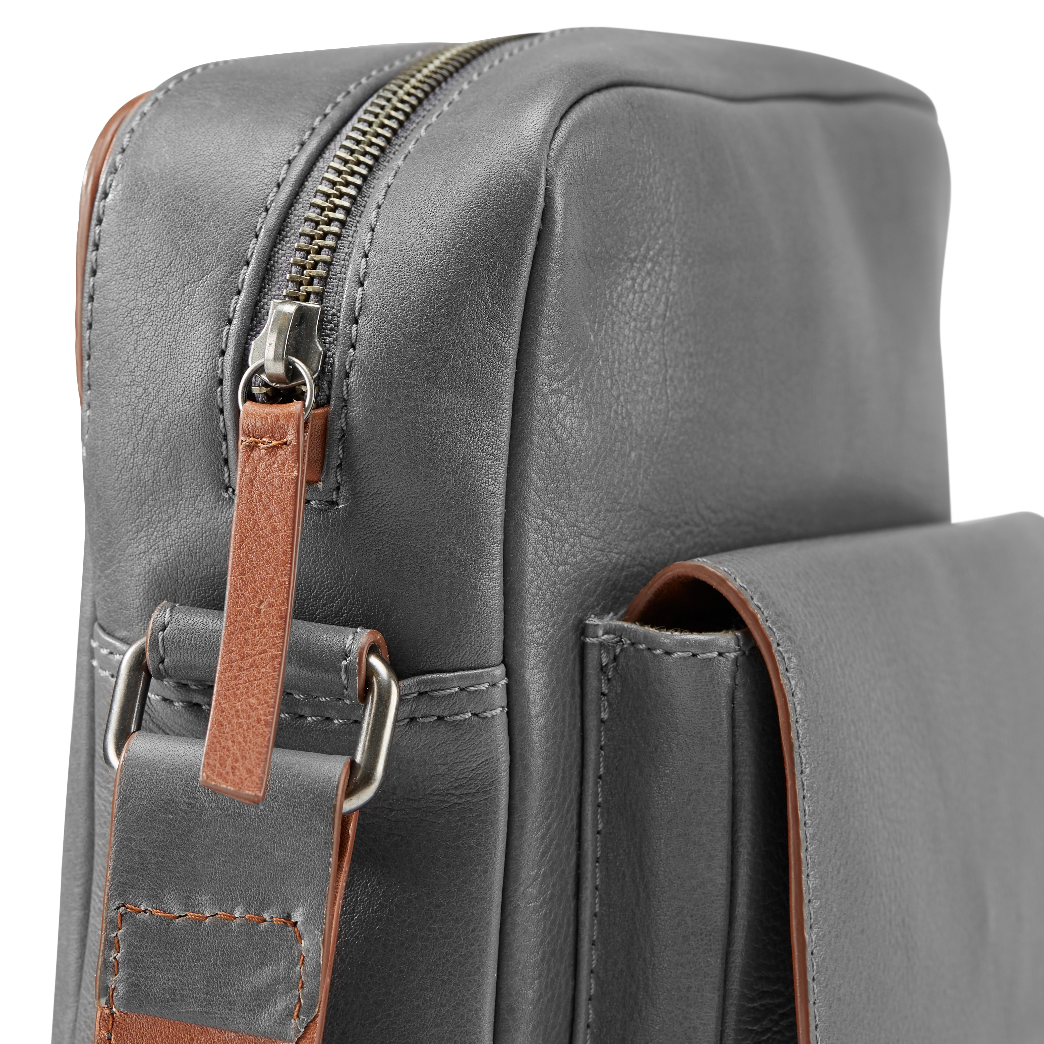 Szaro-kasztanowa skórzana torba na ramię Laurie - 6