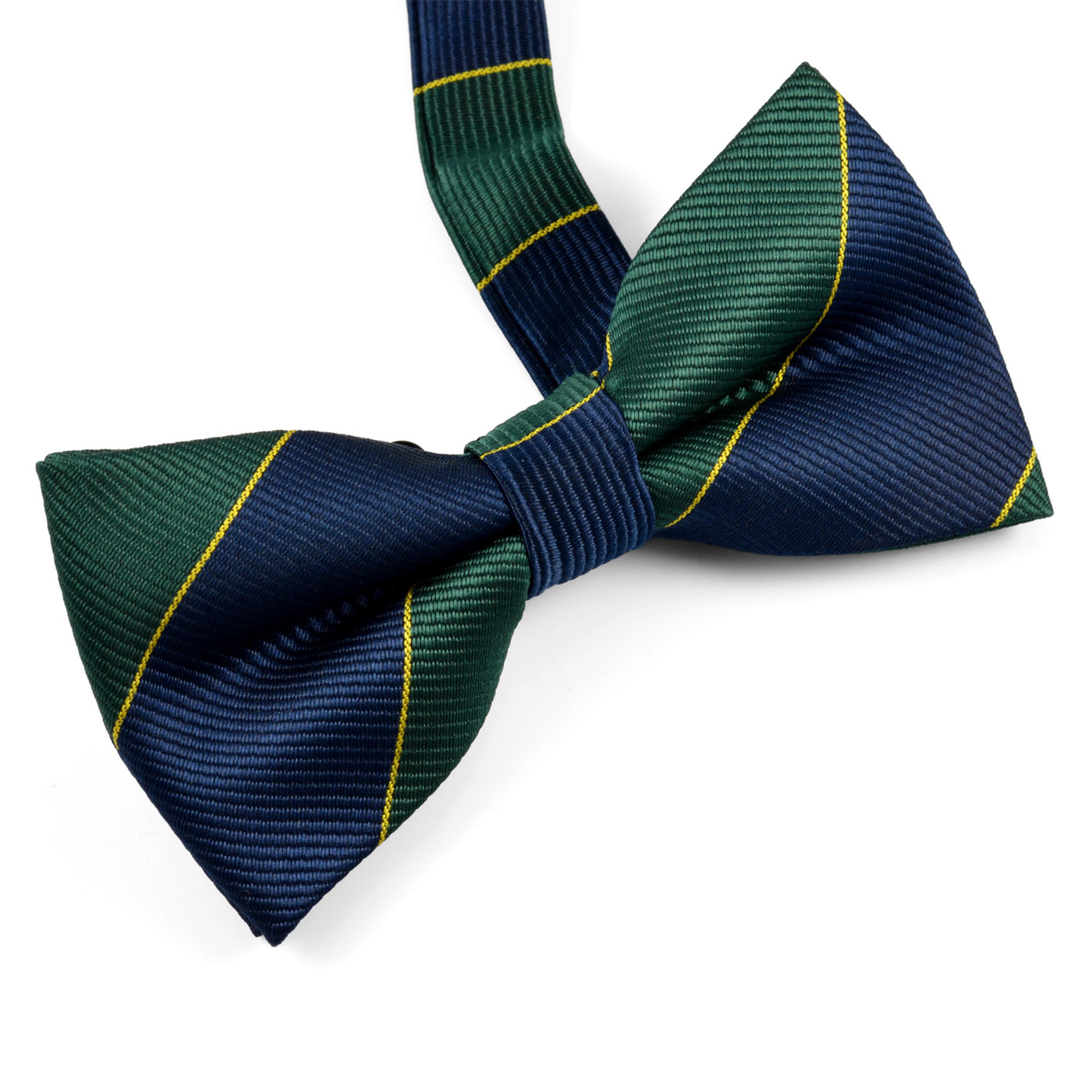 Navy/Green Striped Bow Tie - 2