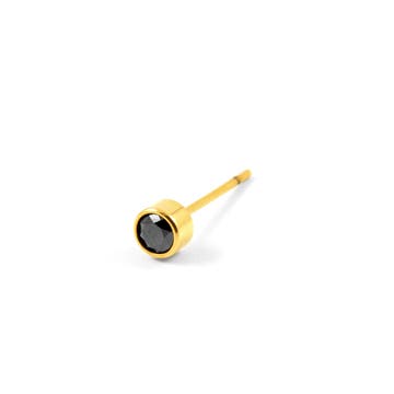 5mm Round Gold-Tone & Black Cubic Zirconia Earring 