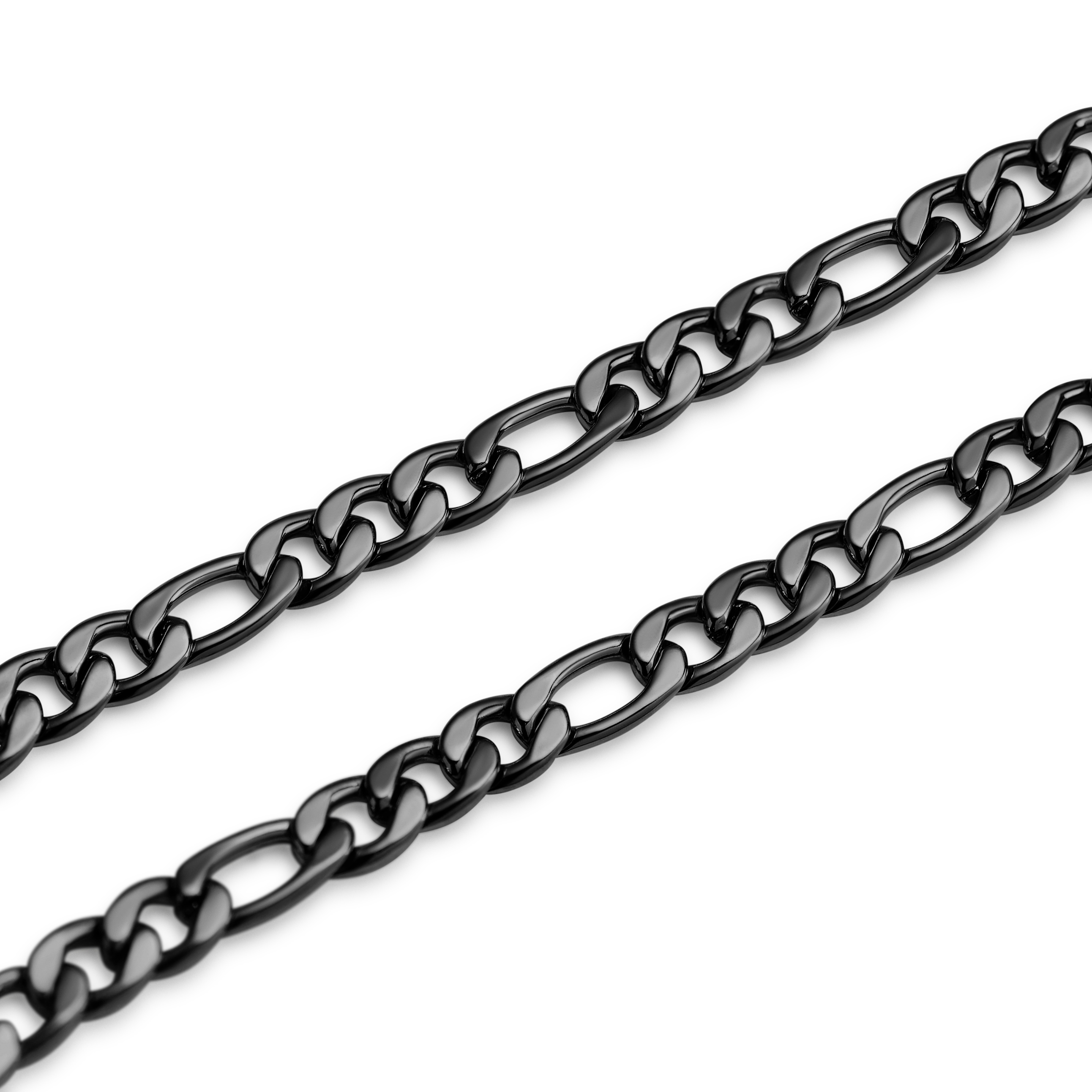 Essentials | Черна гривна от верижка фигаро 4 мм - 4