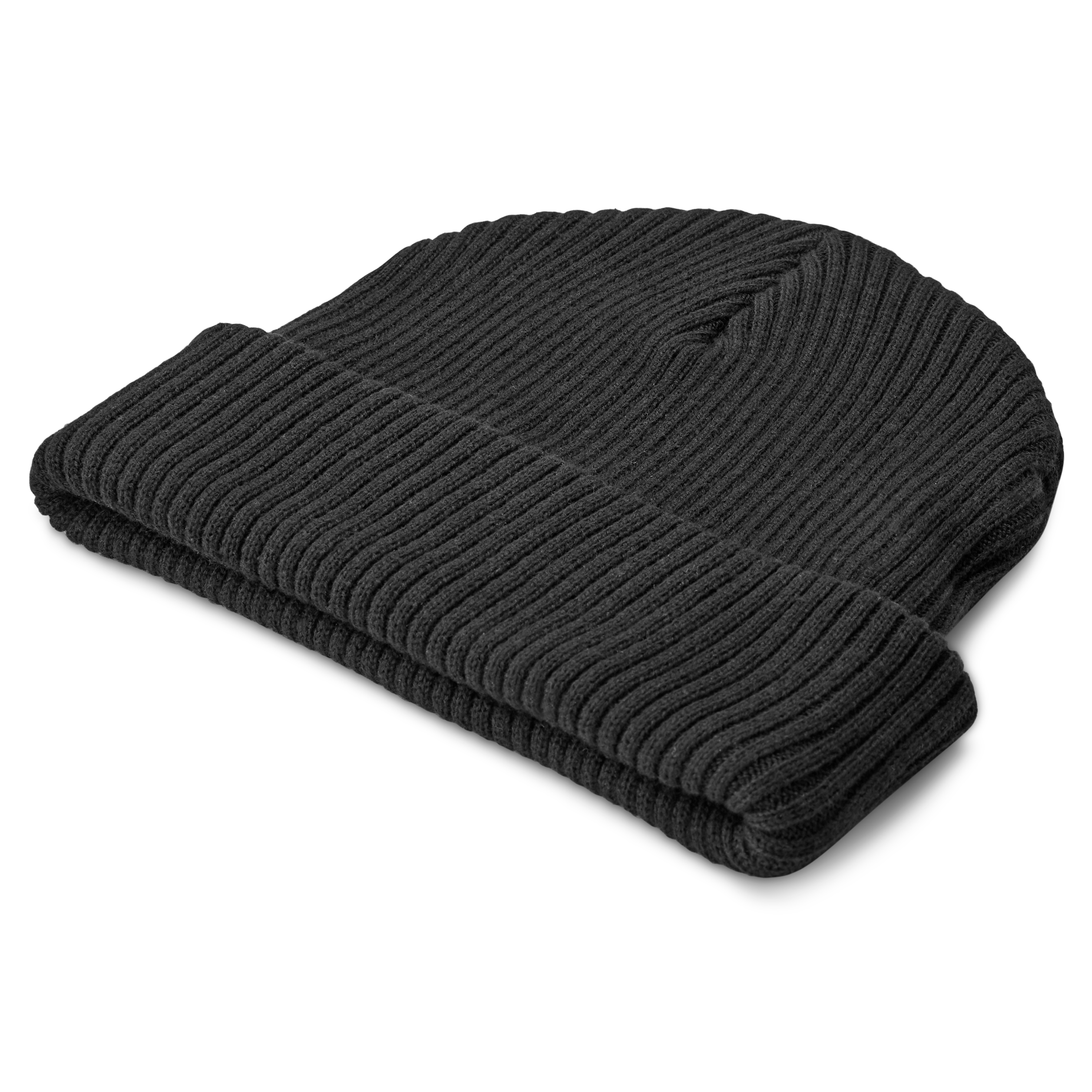 Black Acrylic Mix Chunky Knitted Rib Beanie | In stock! | Fawler