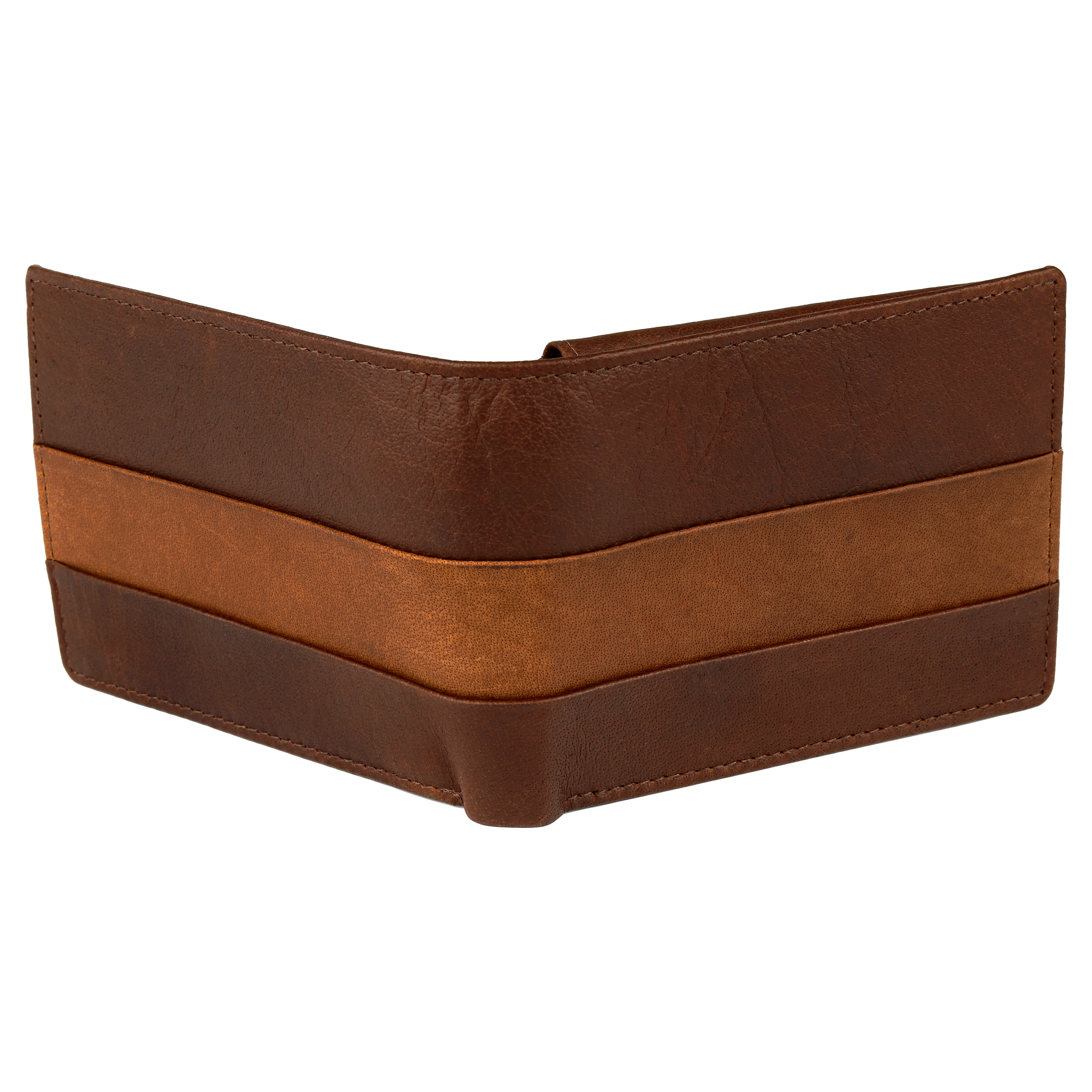 Brązowo-jasnobrązowy skórzany plisowany portfel Oxford - 3