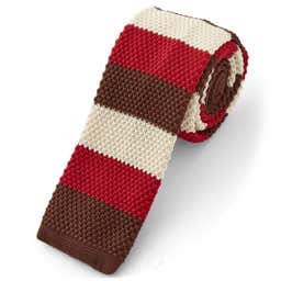 Red, Brown & White Autumn Knitted Tie
