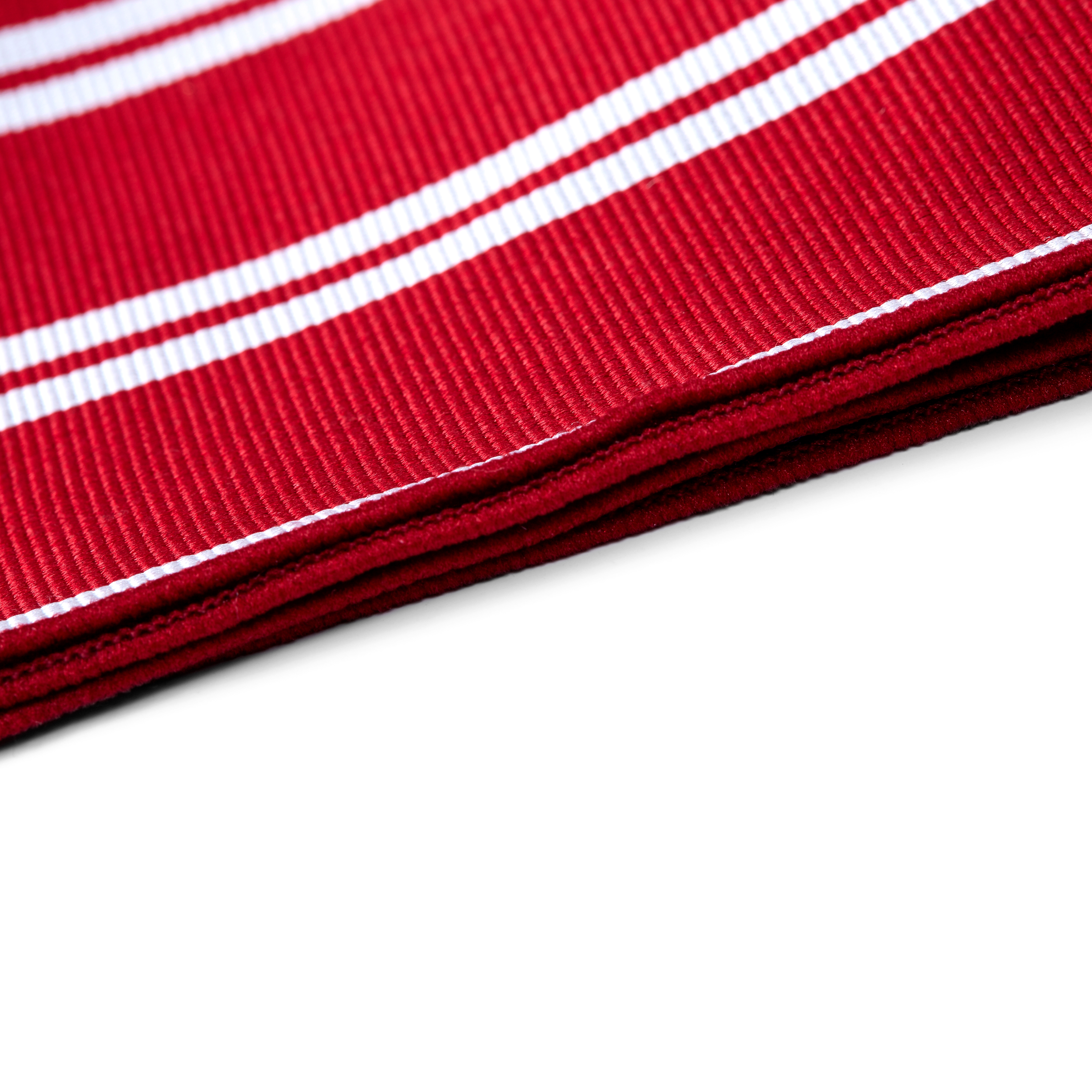 Red & Silver-Tone Striped Silk Pocket Square - 2