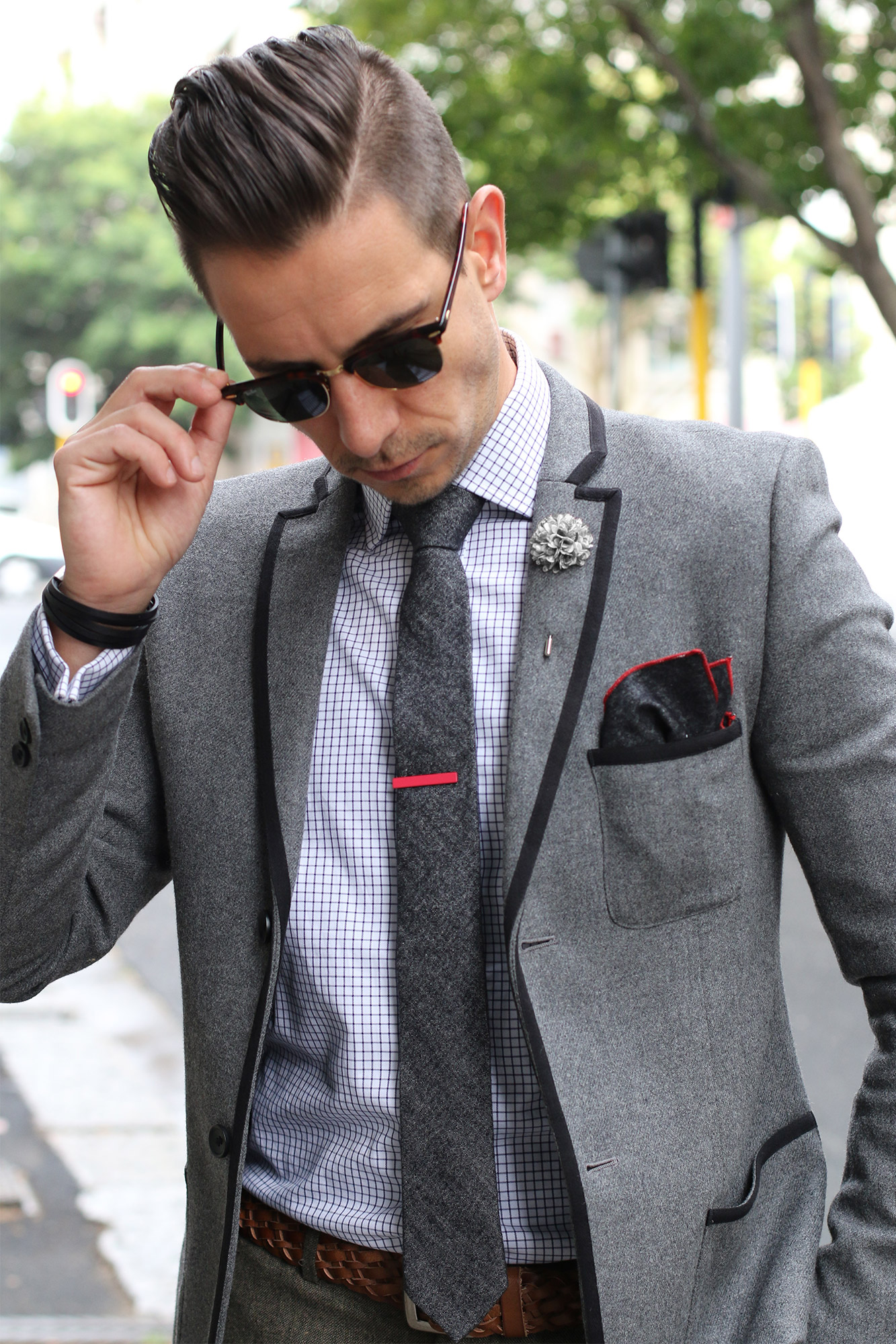 Classic Grey - Black Pocket Square - 4