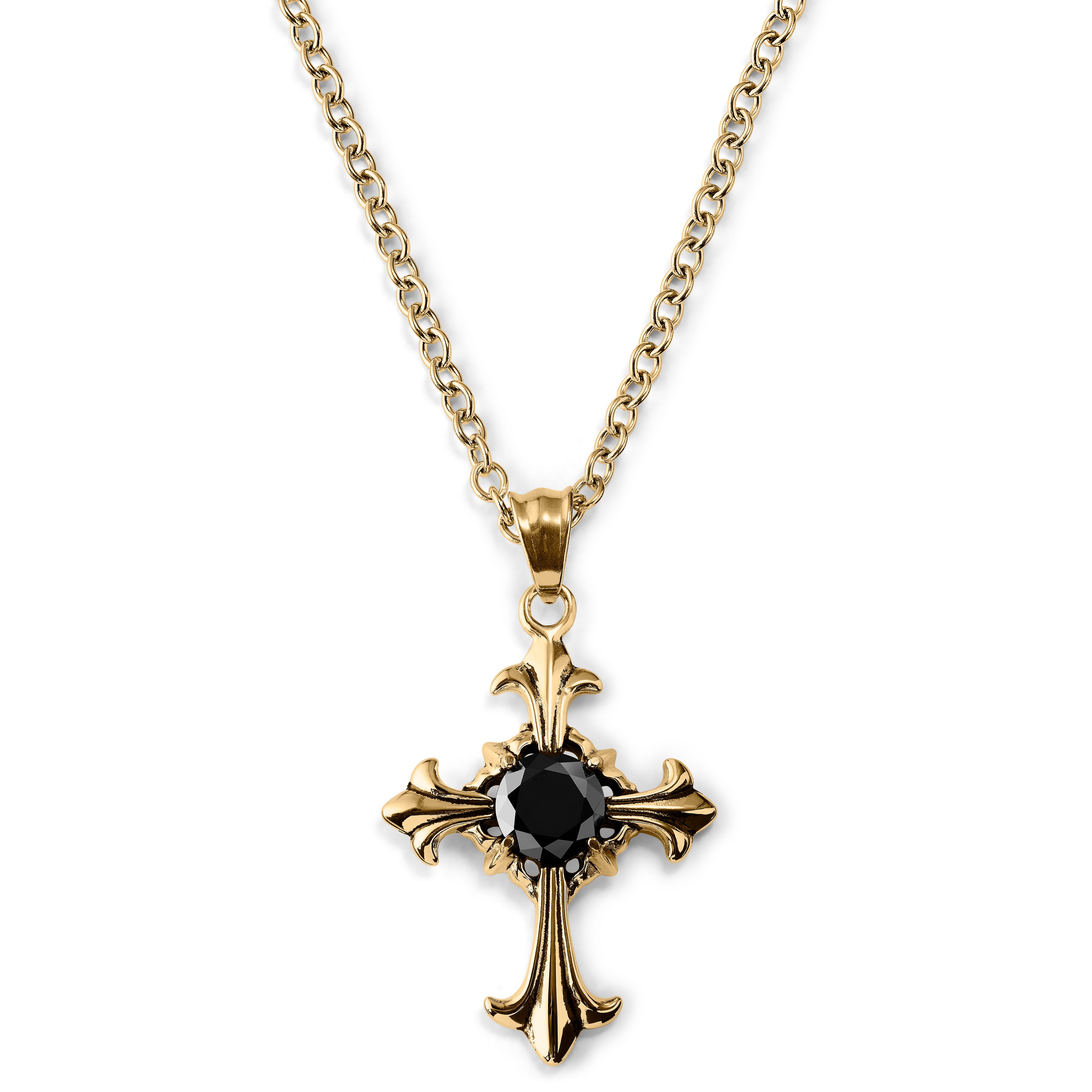 Gold-Tone Gothic Cross Necklace