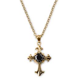 Gold-Tone With Gothic Cross Cable Chain Necklace