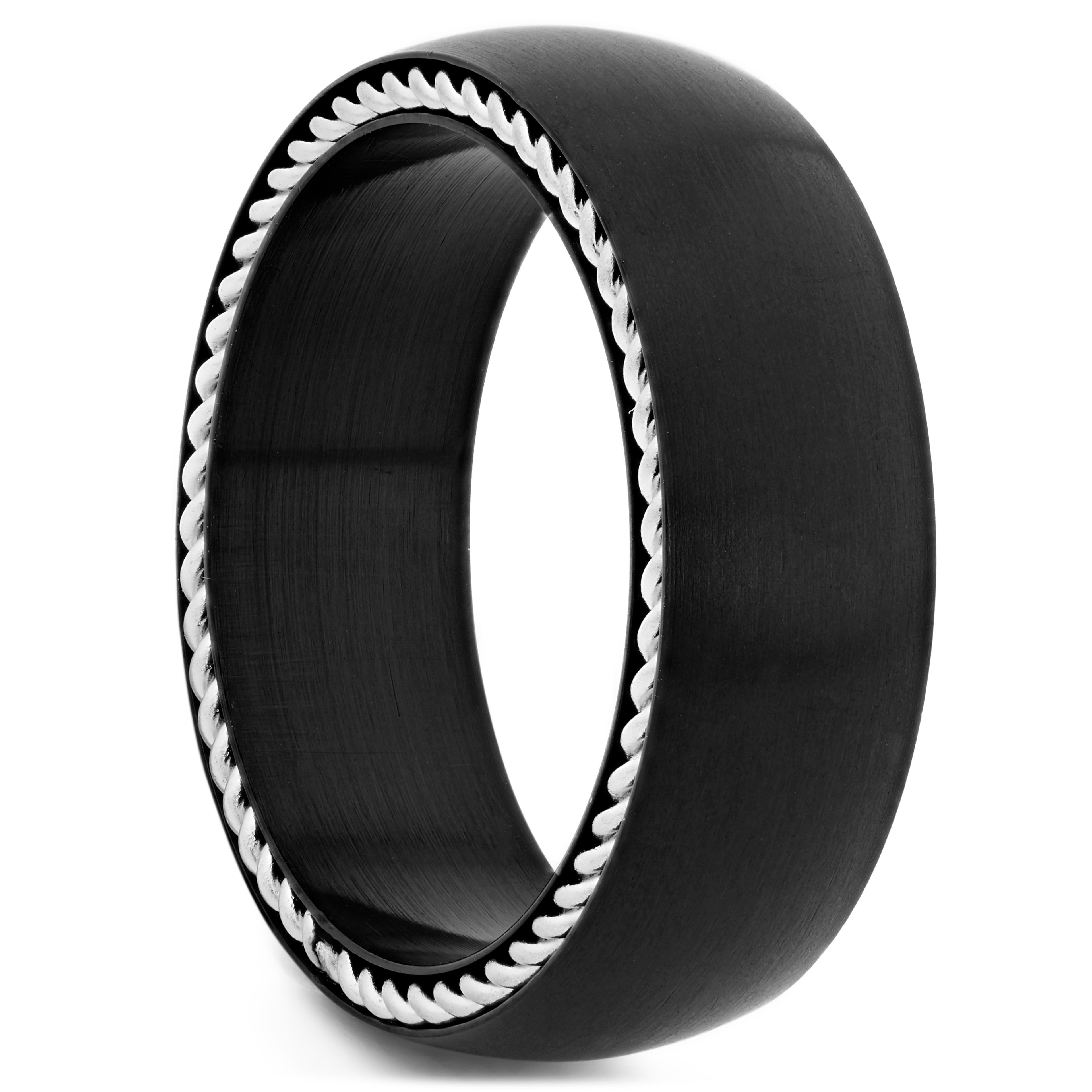 Sentio | Black Stainless Steel Inlaid Wire Ring