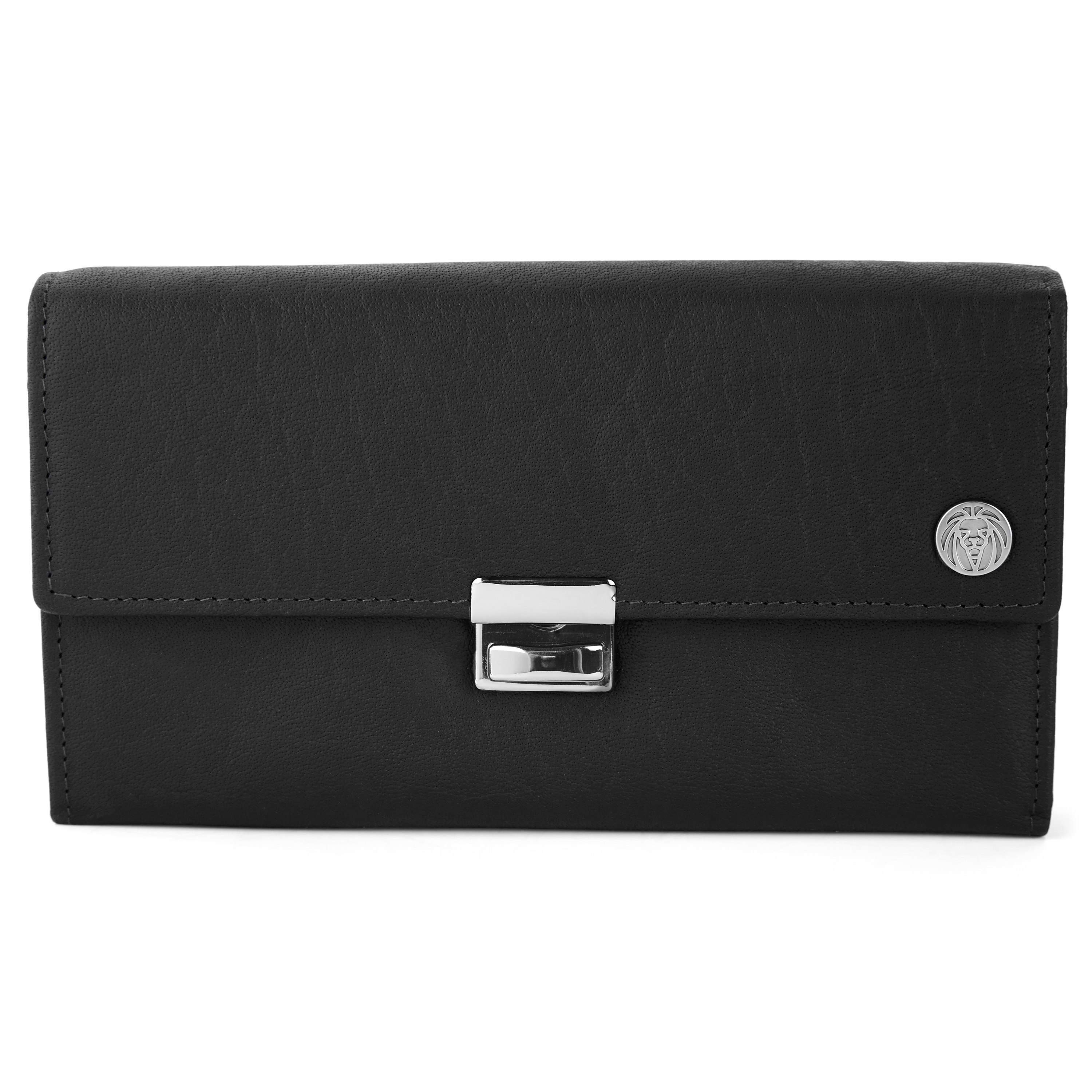 Cartera clásica estilo acordeón de cuero negro Oxford - 3