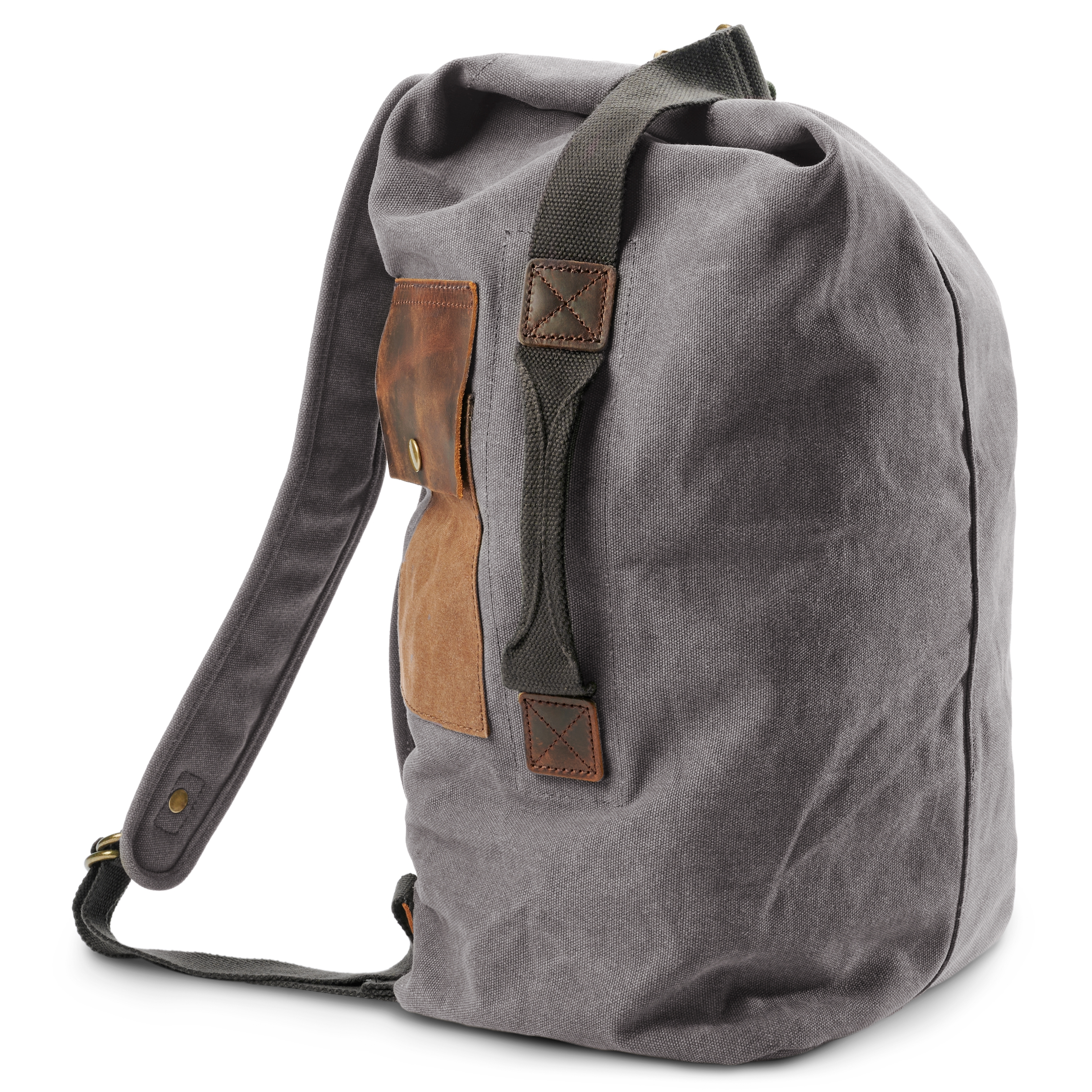 Grauer Canvas-Rucksack im Vintage-Stil - 5